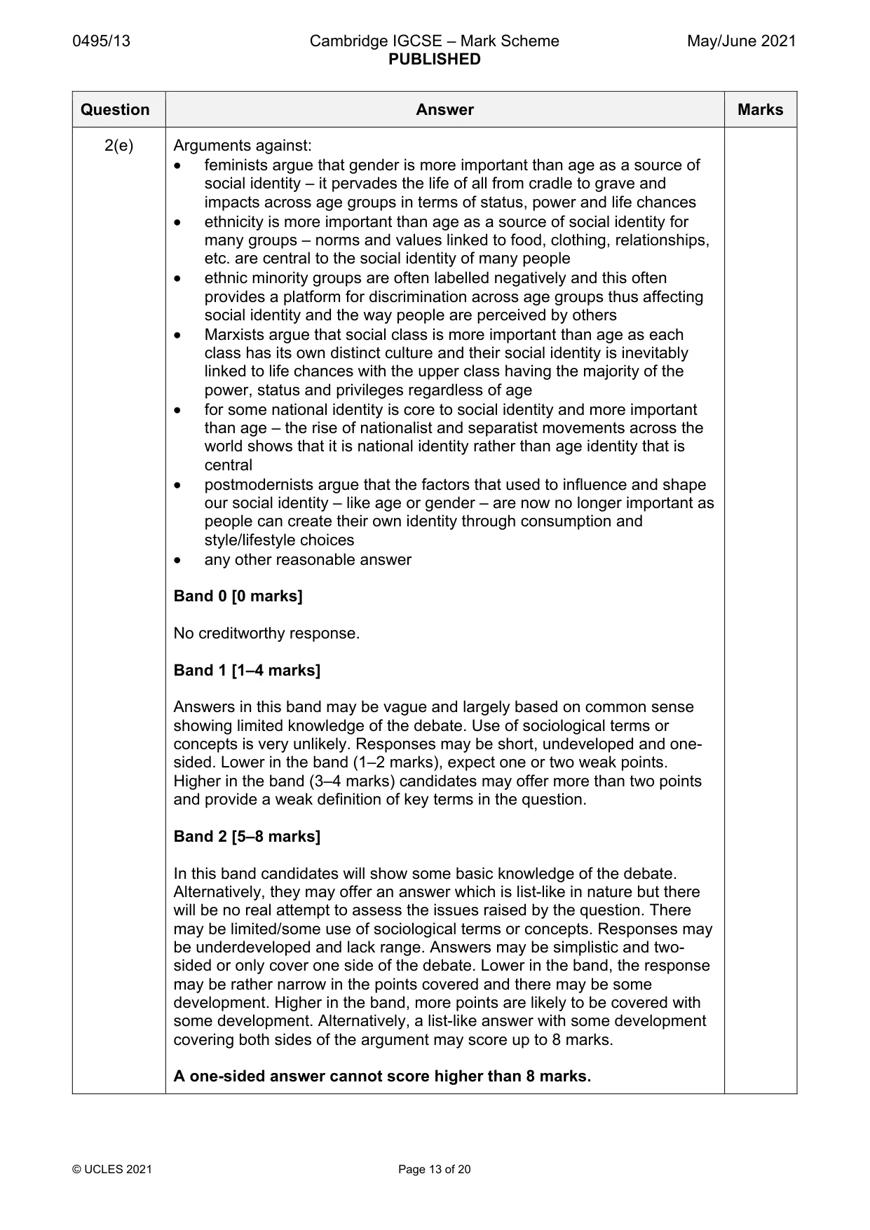 Mark scheme, page 13 of 20