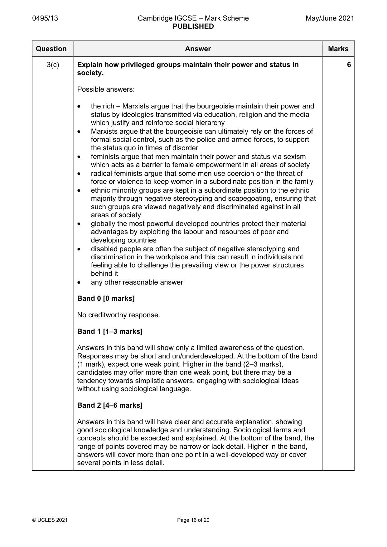Mark scheme, page 16 of 20