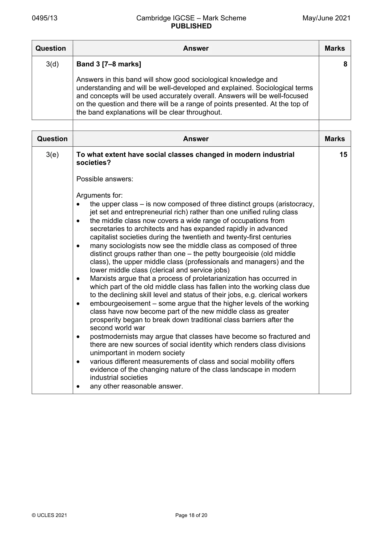 Mark scheme, page 18 of 20