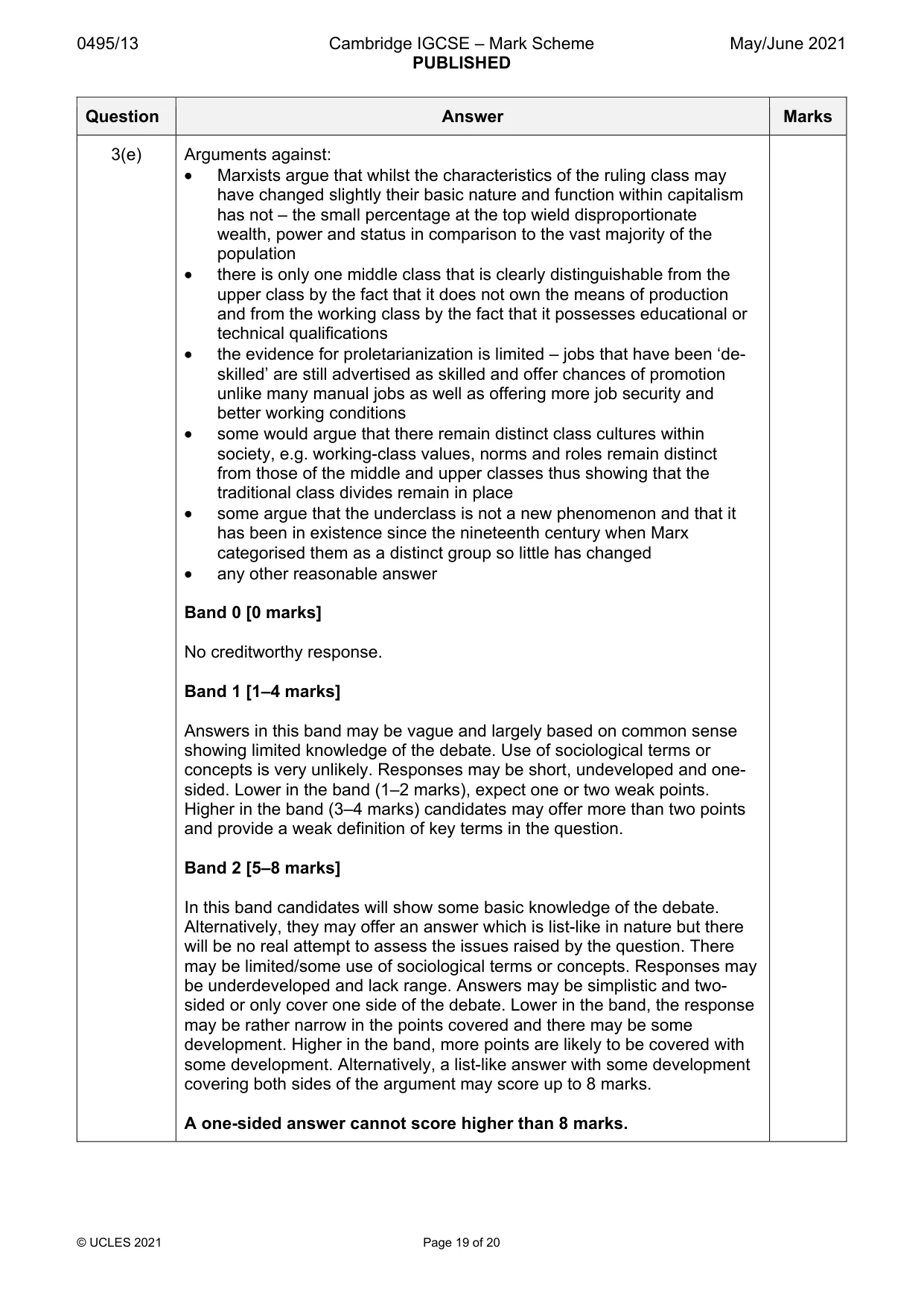 Mark scheme, page 19 of 20