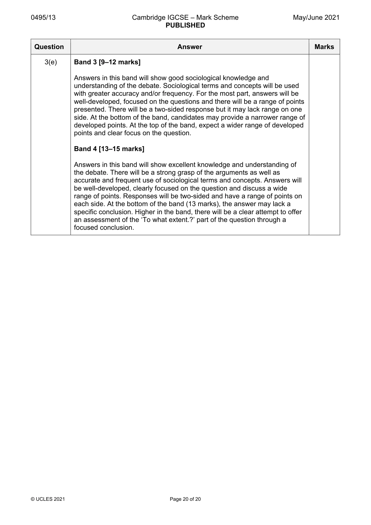 Mark scheme, page 20 of 20