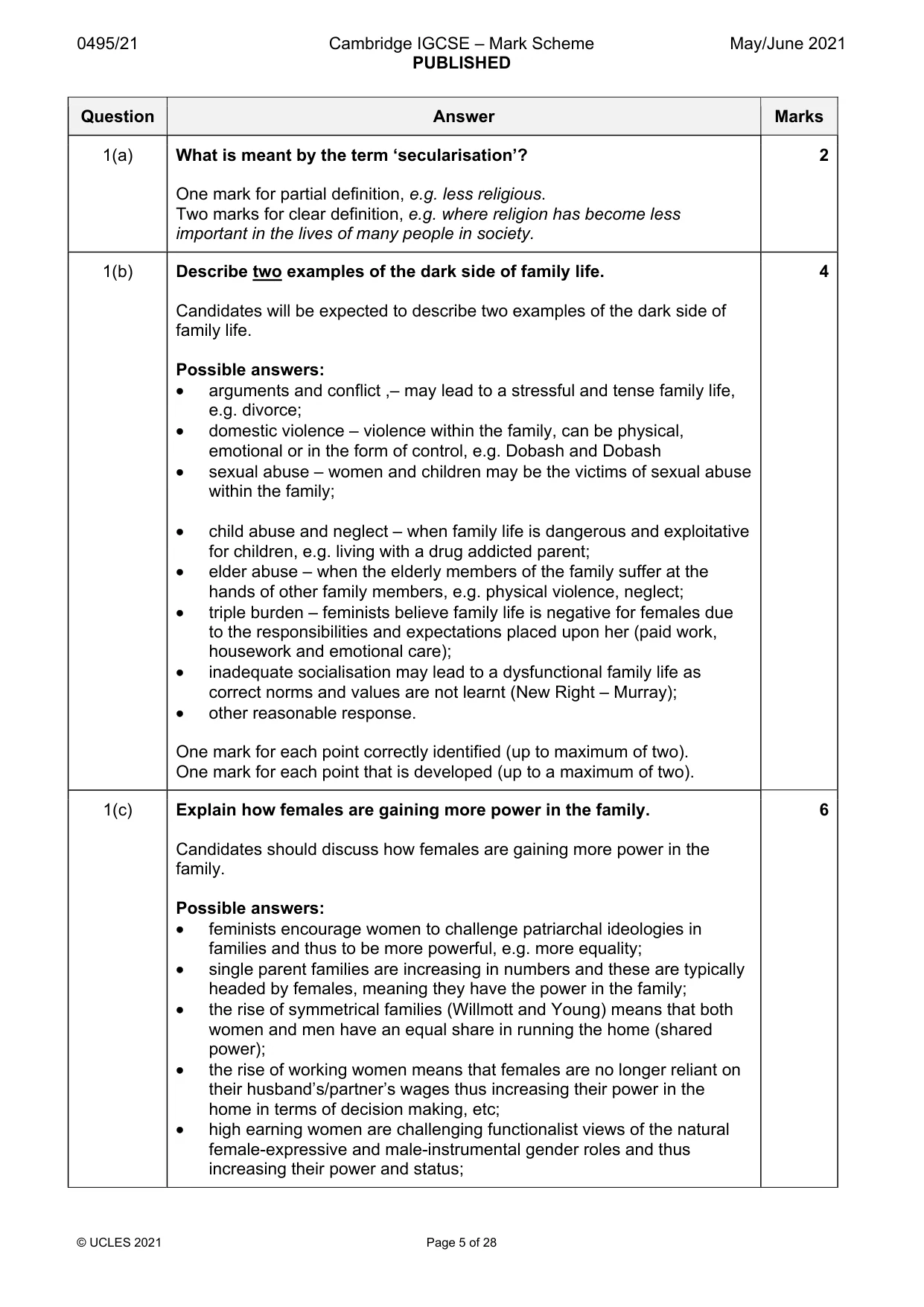 Mark scheme, page 5 of 28