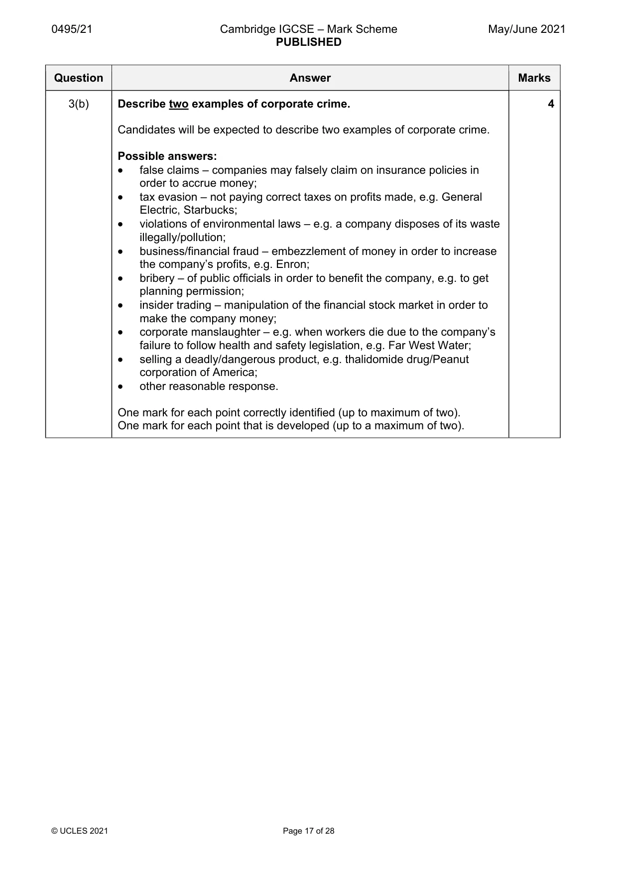 Mark scheme, page 17 of 28