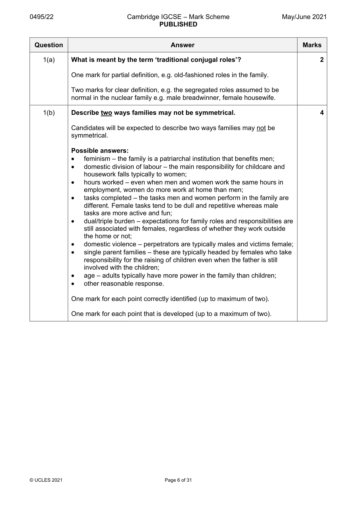 Mark scheme, page 6 of 31