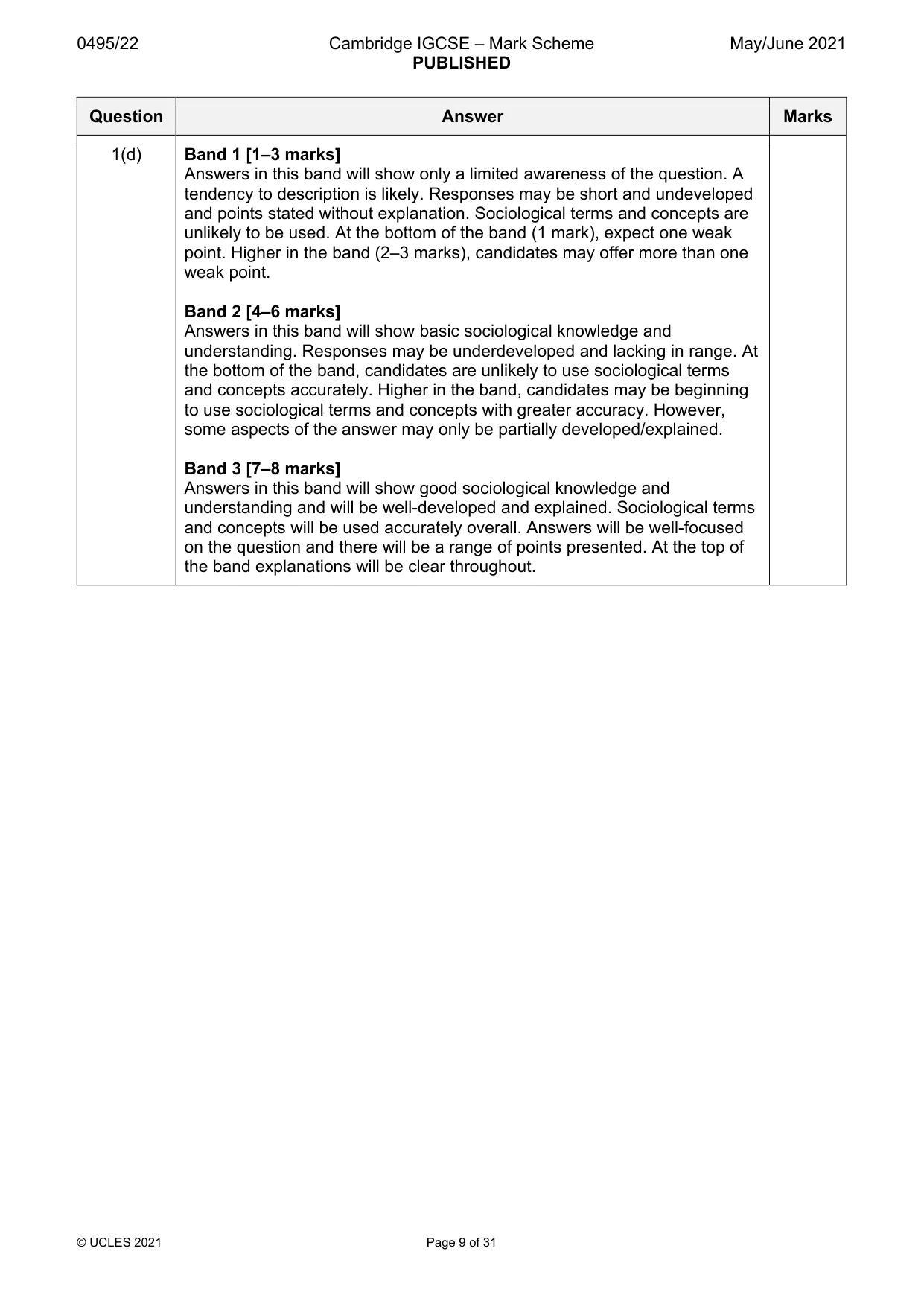 Mark scheme, page 9 of 31
