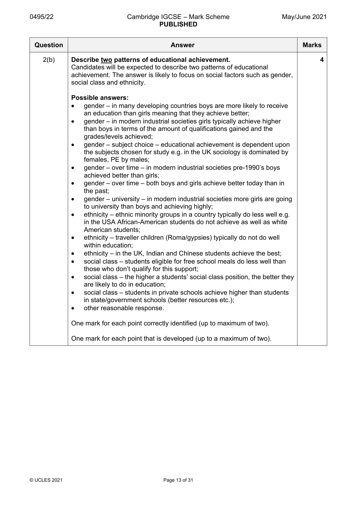 Mark scheme, page 13 of 31
