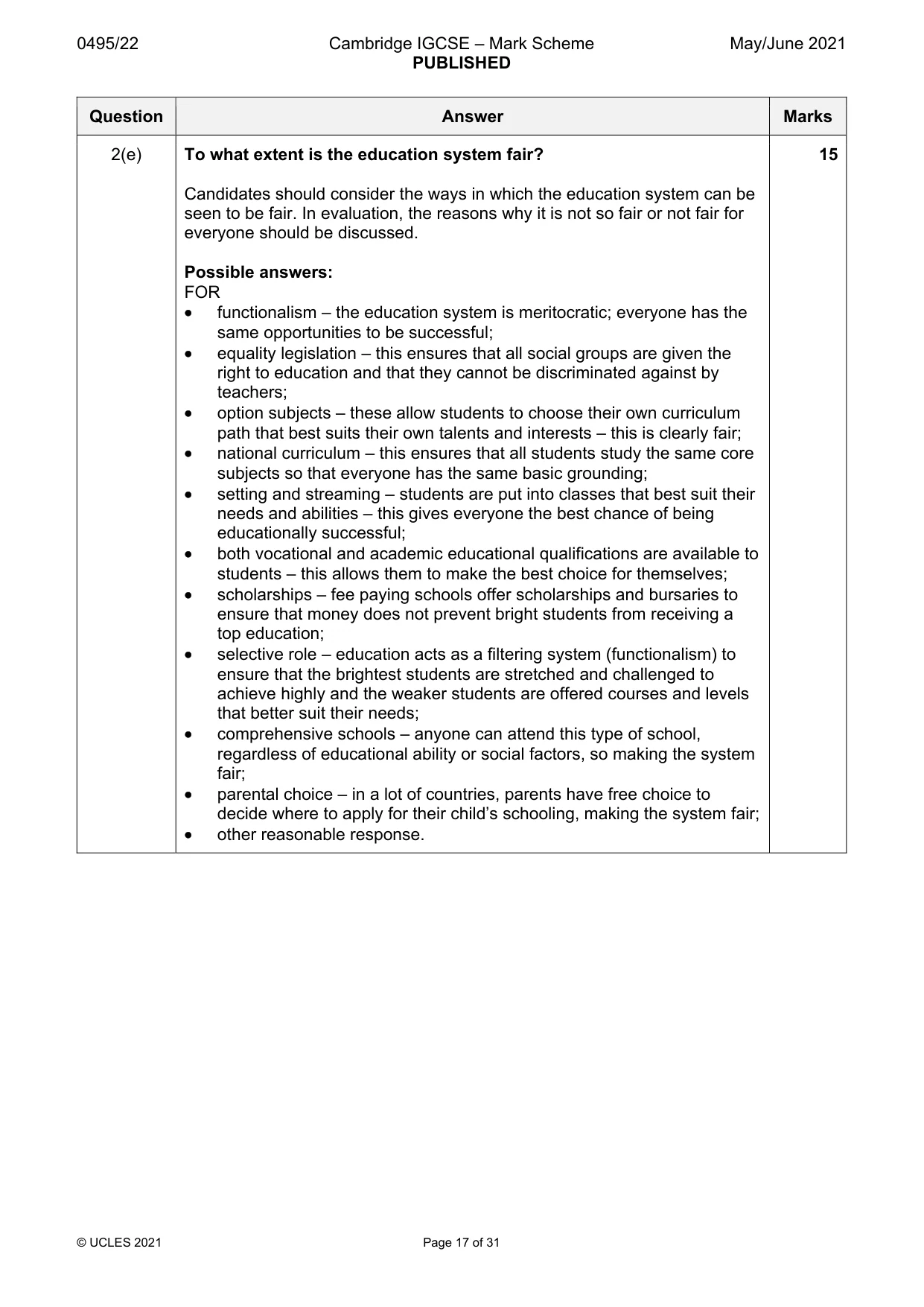 Mark scheme, page 17 of 31