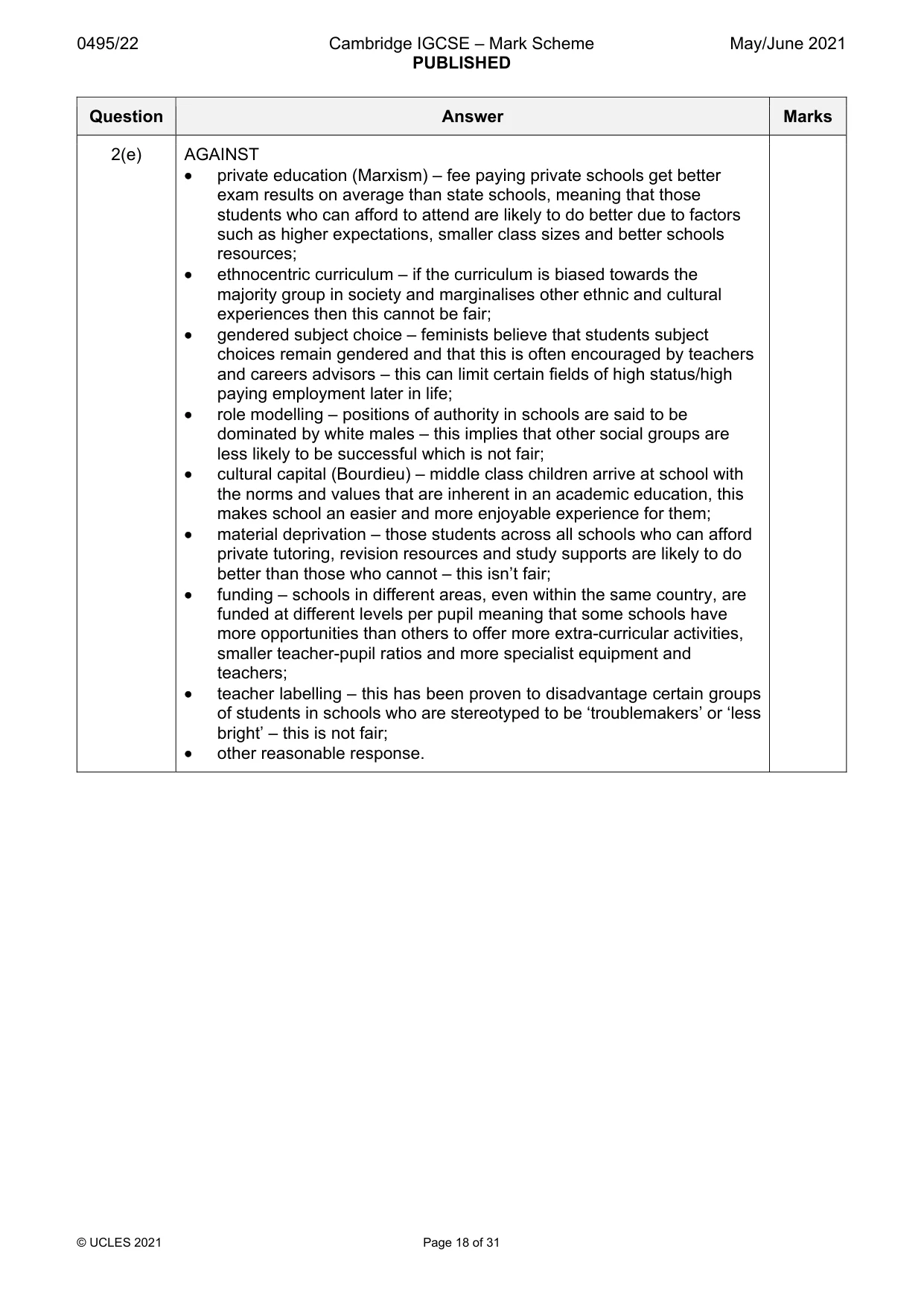 Mark scheme, page 18 of 31