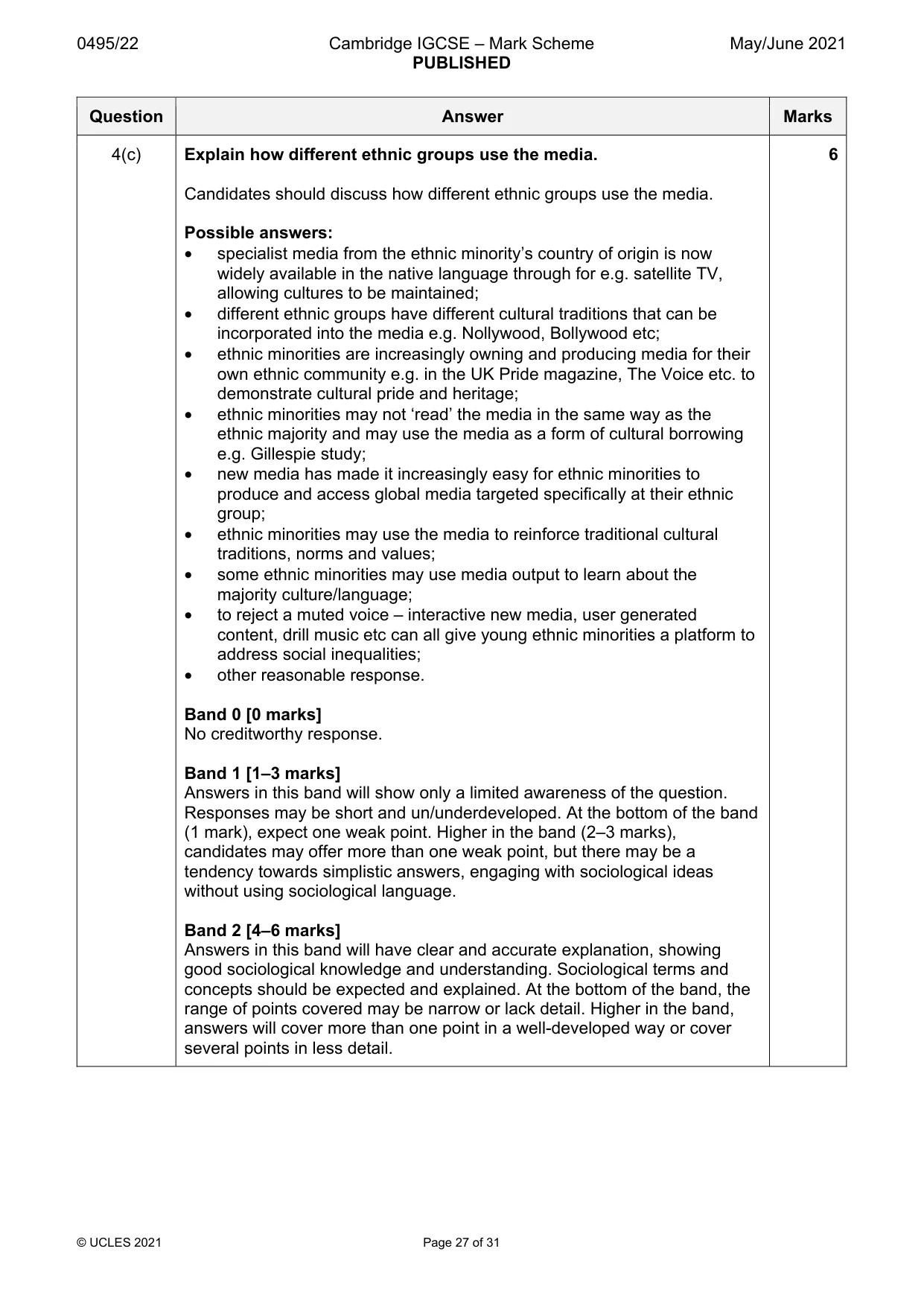 Mark scheme, page 27 of 31