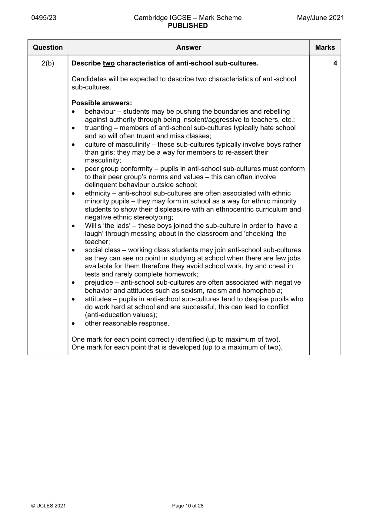 Mark scheme, page 10 of 28