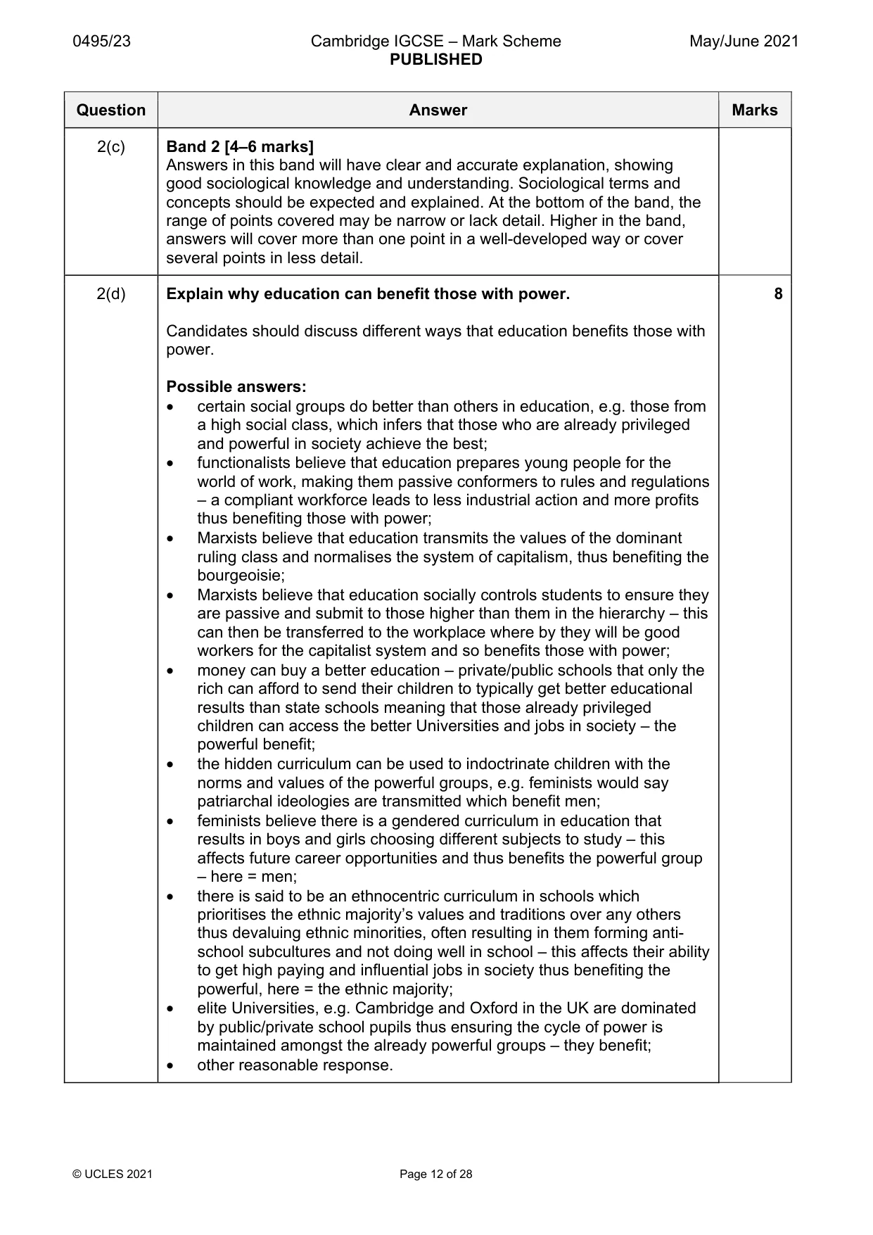 Mark scheme, page 12 of 28