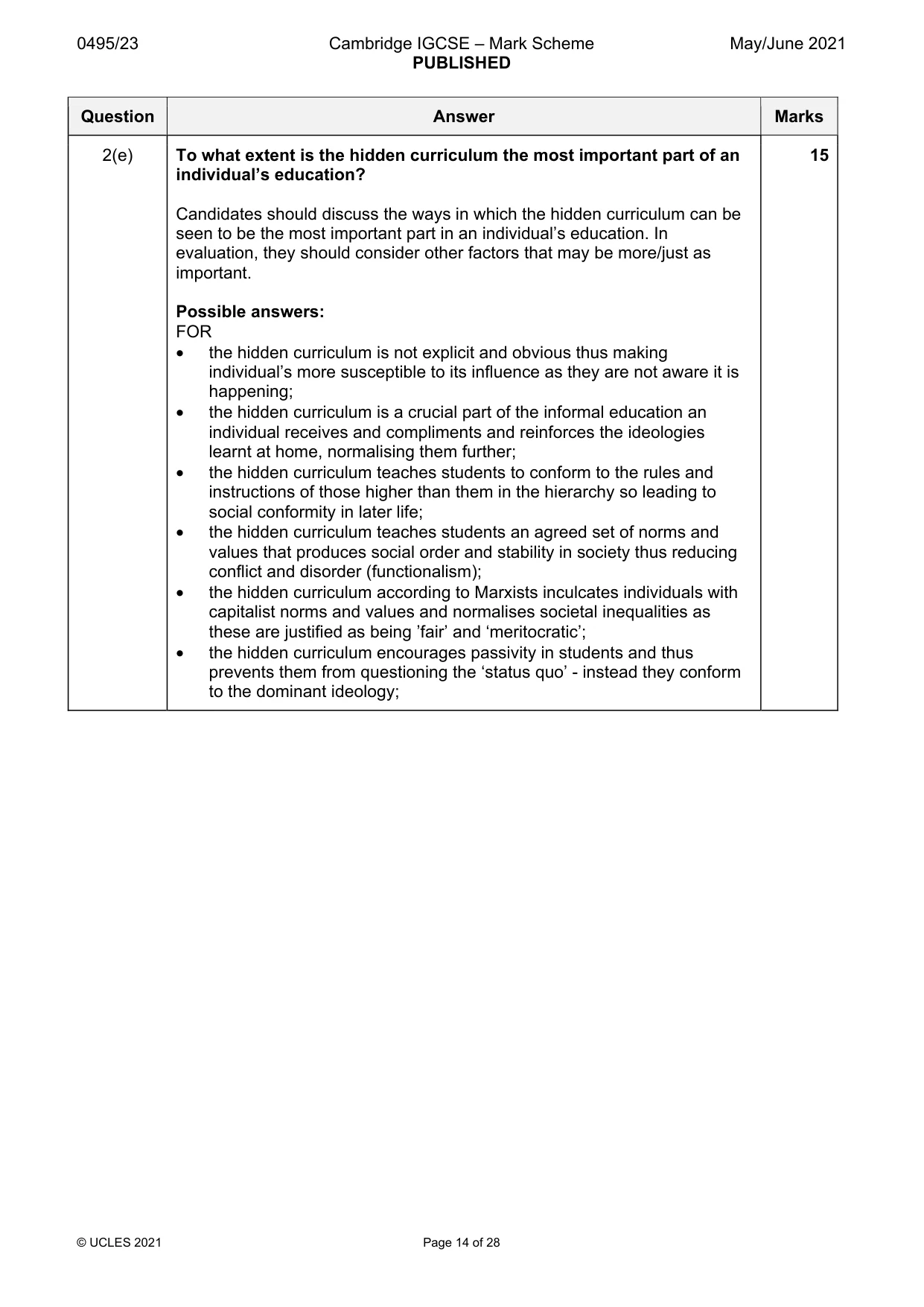 Mark scheme, page 14 of 28