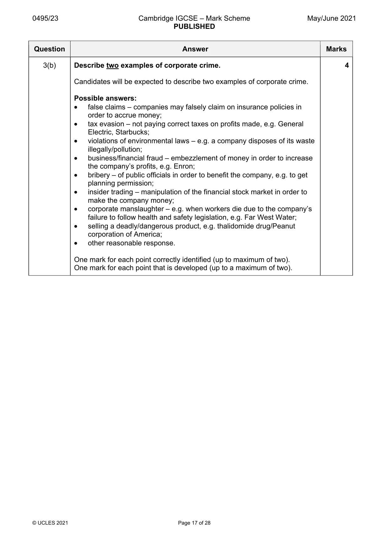 Mark scheme, page 17 of 28