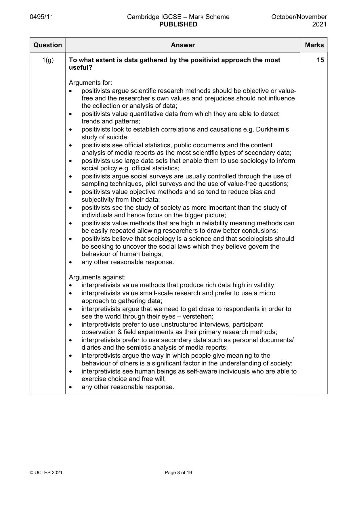 Mark scheme, page 8 of 19