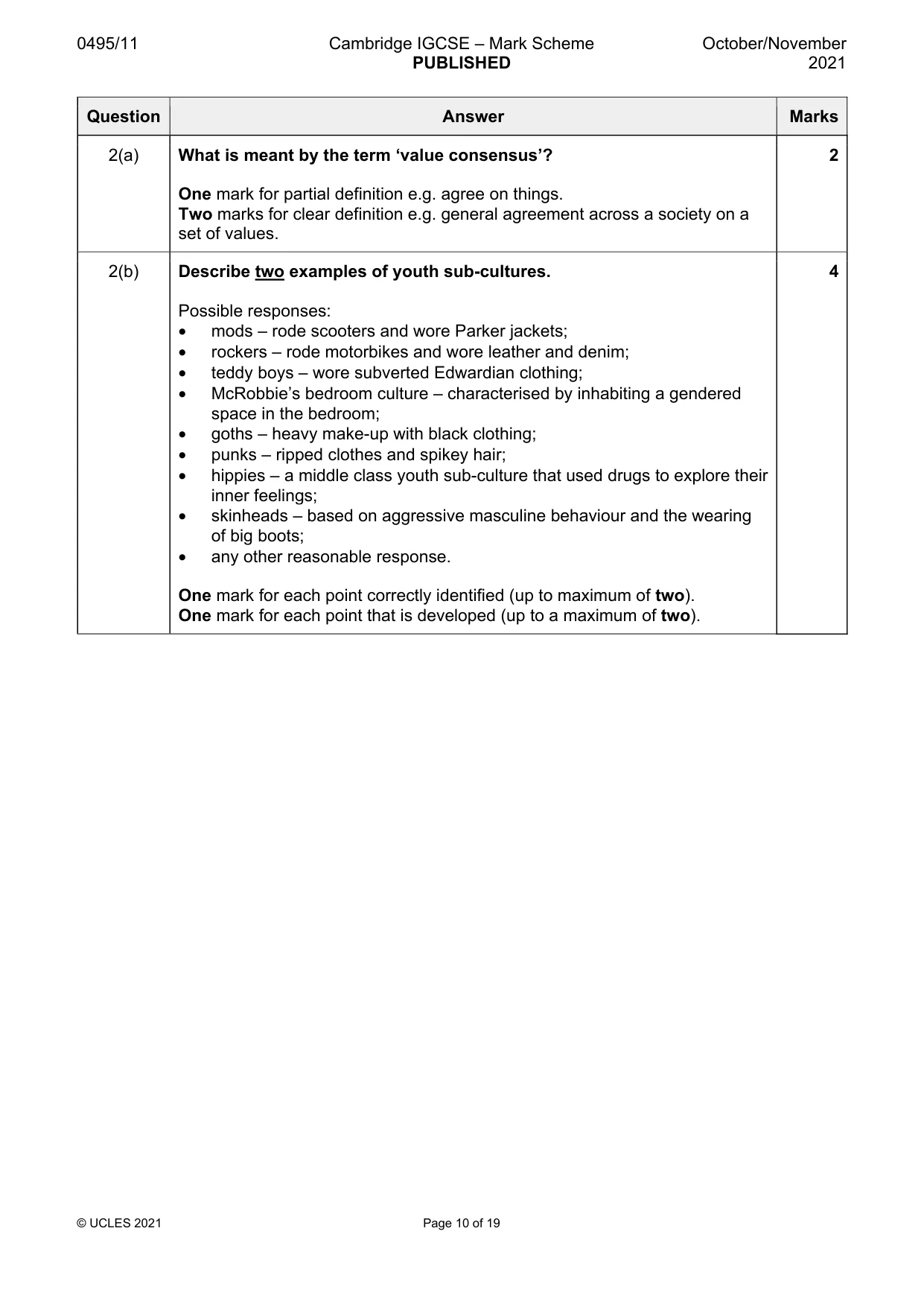 Mark scheme, page 10 of 19