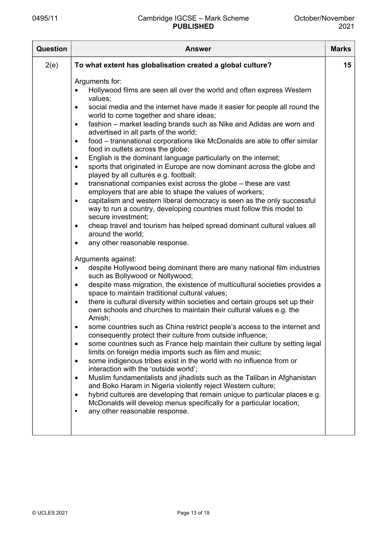 Mark scheme, page 13 of 19