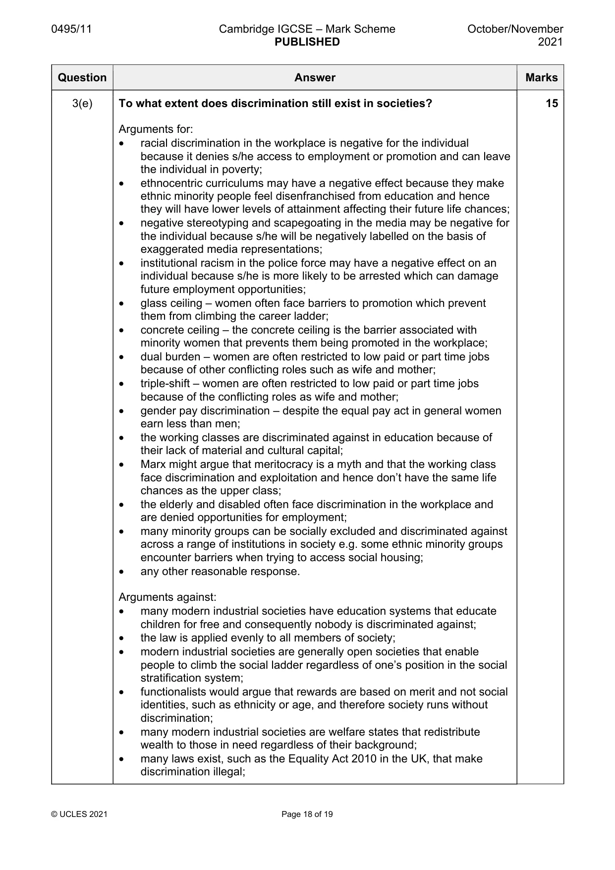 Mark scheme, page 18 of 19