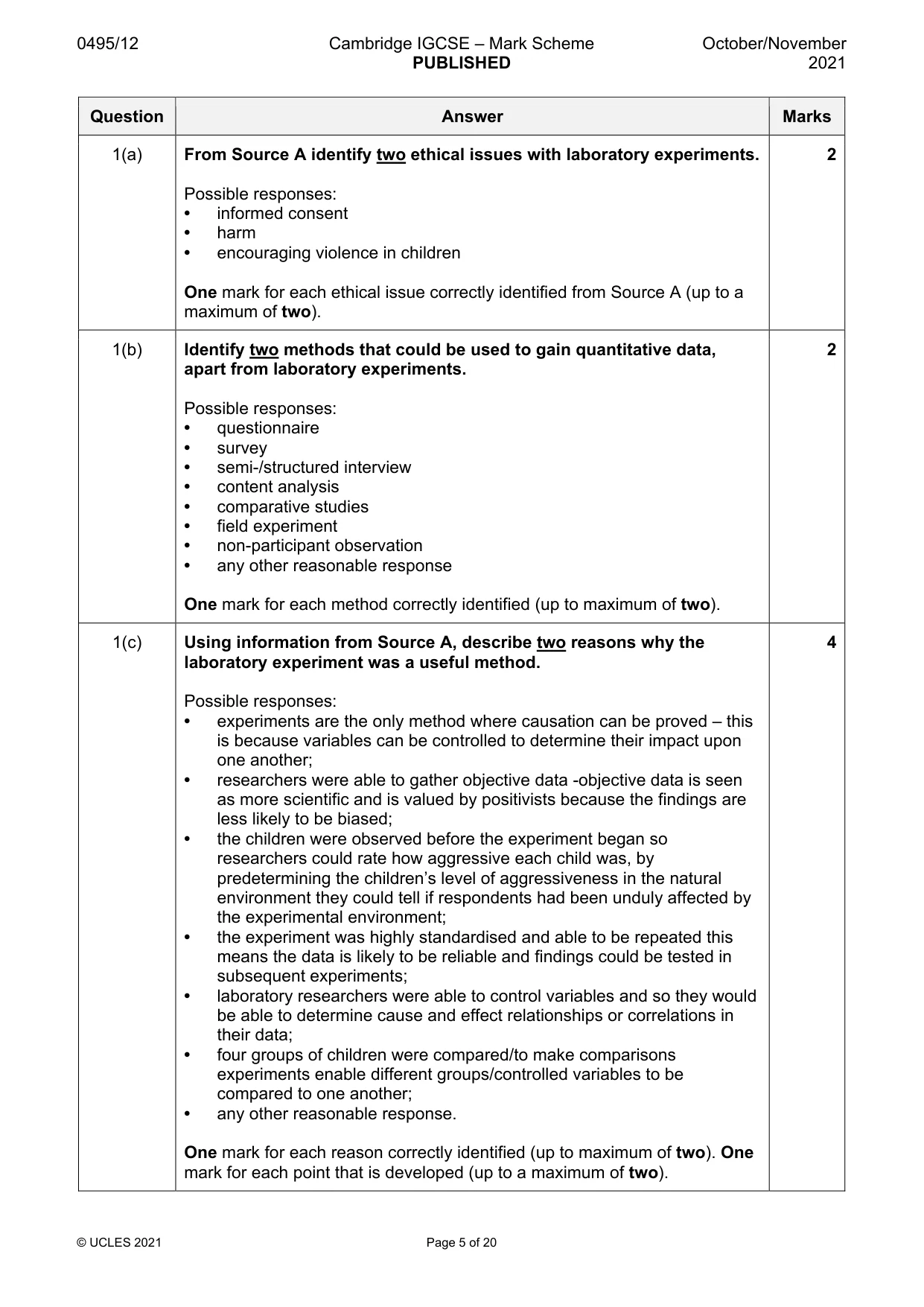Mark scheme, page 5 of 20