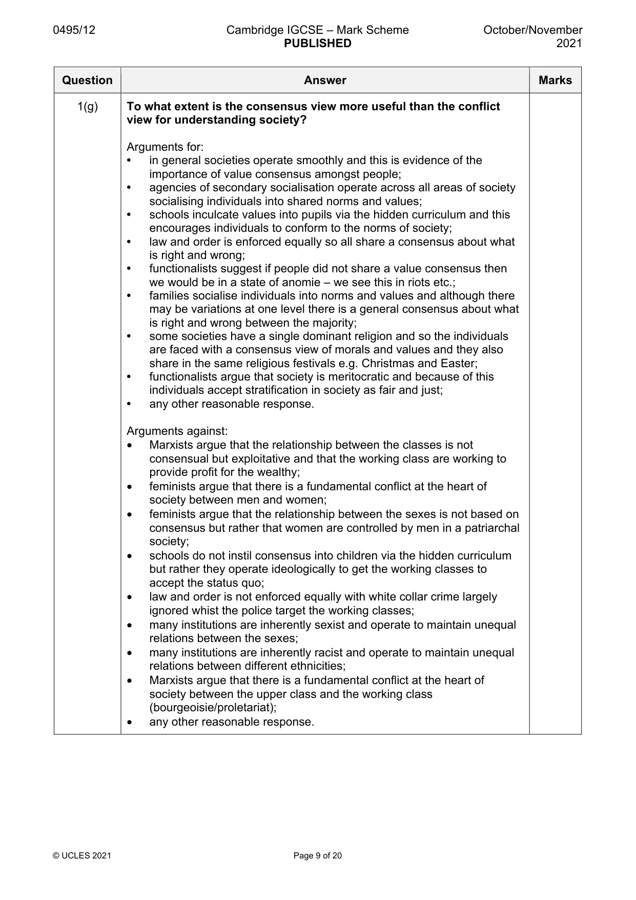 Mark scheme, page 9 of 20