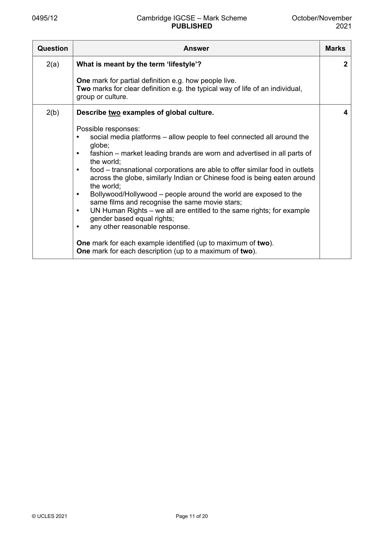 Mark scheme, page 11 of 20