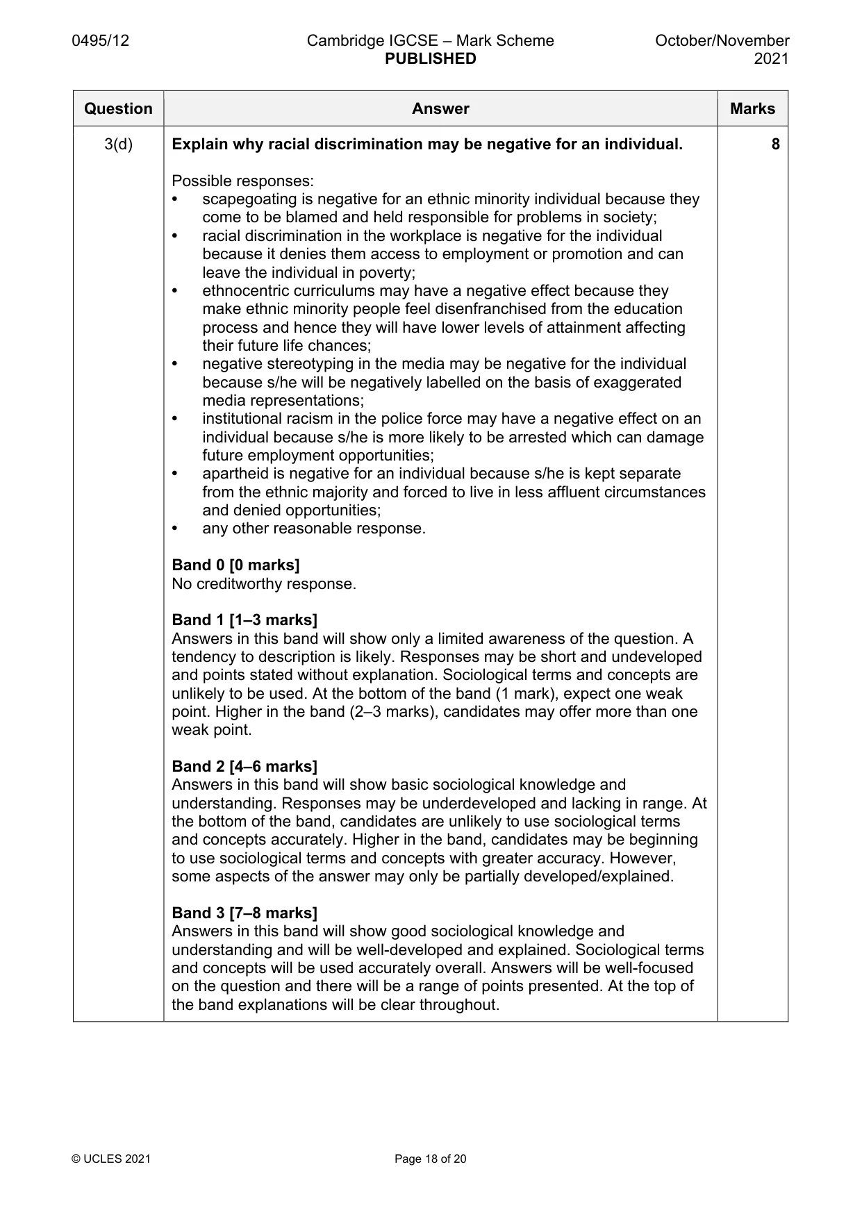 Mark scheme, page 18 of 20