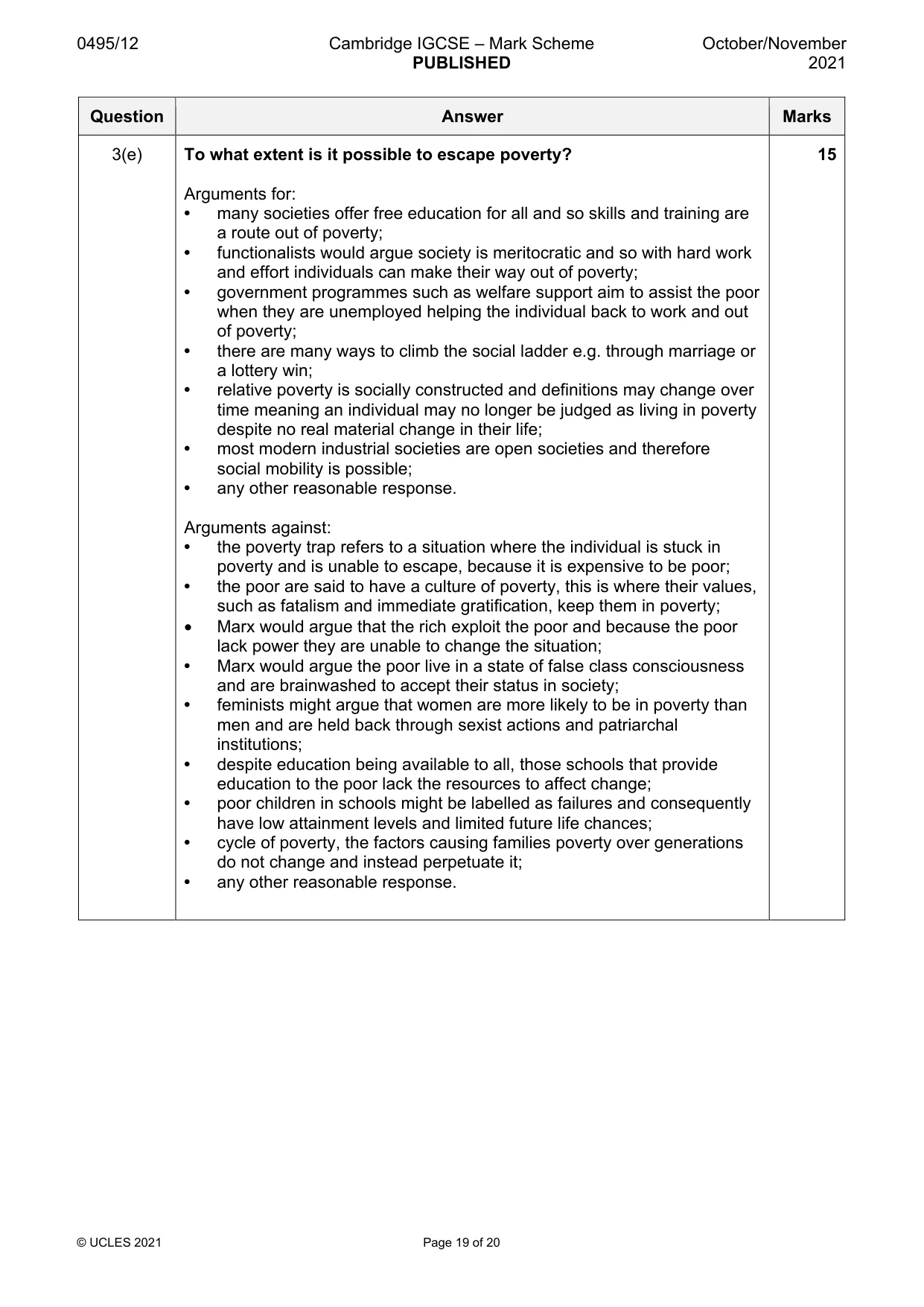 Mark scheme, page 19 of 20