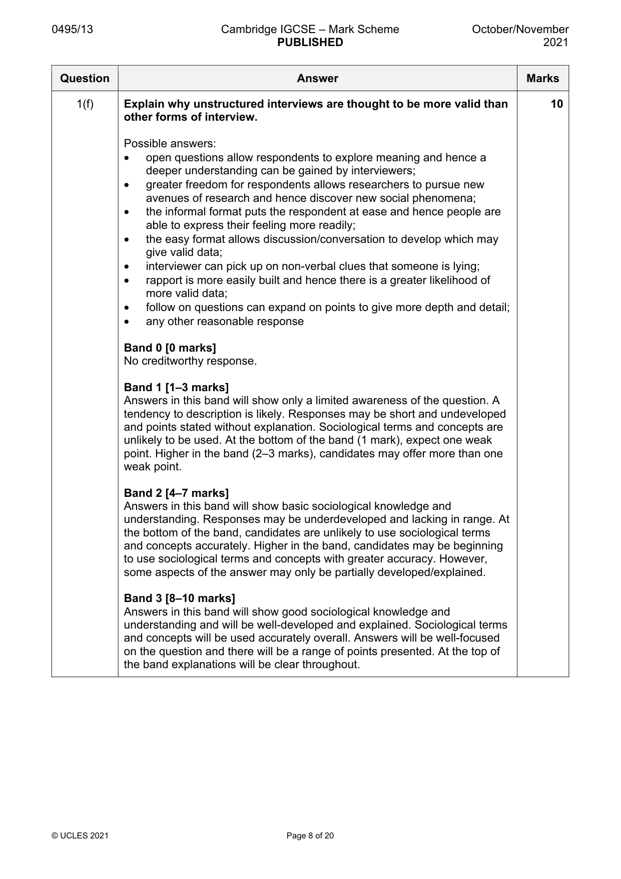 Mark scheme, page 8 of 20