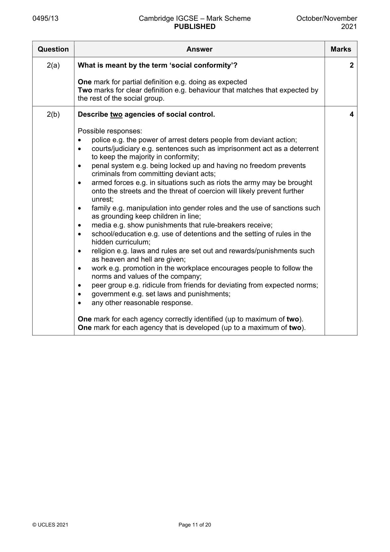 Mark scheme, page 11 of 20