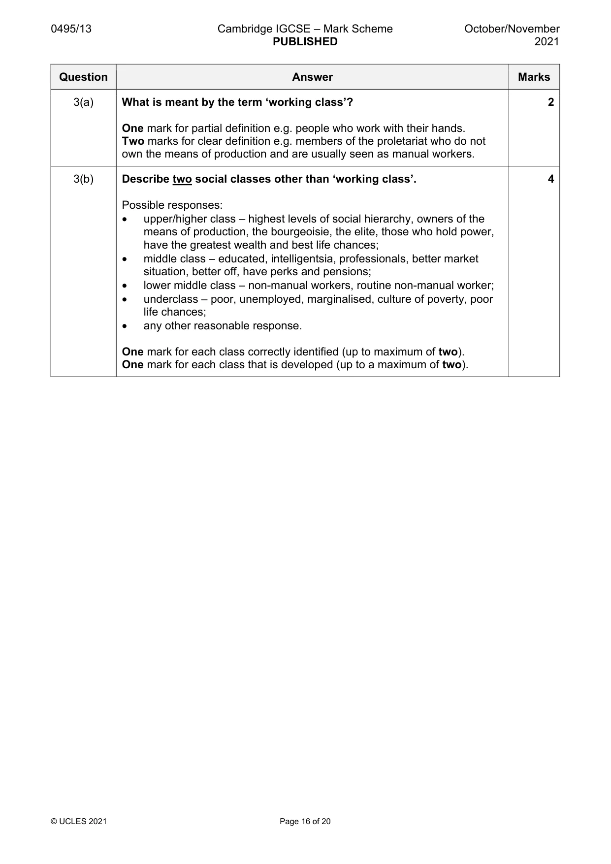 Mark scheme, page 16 of 20