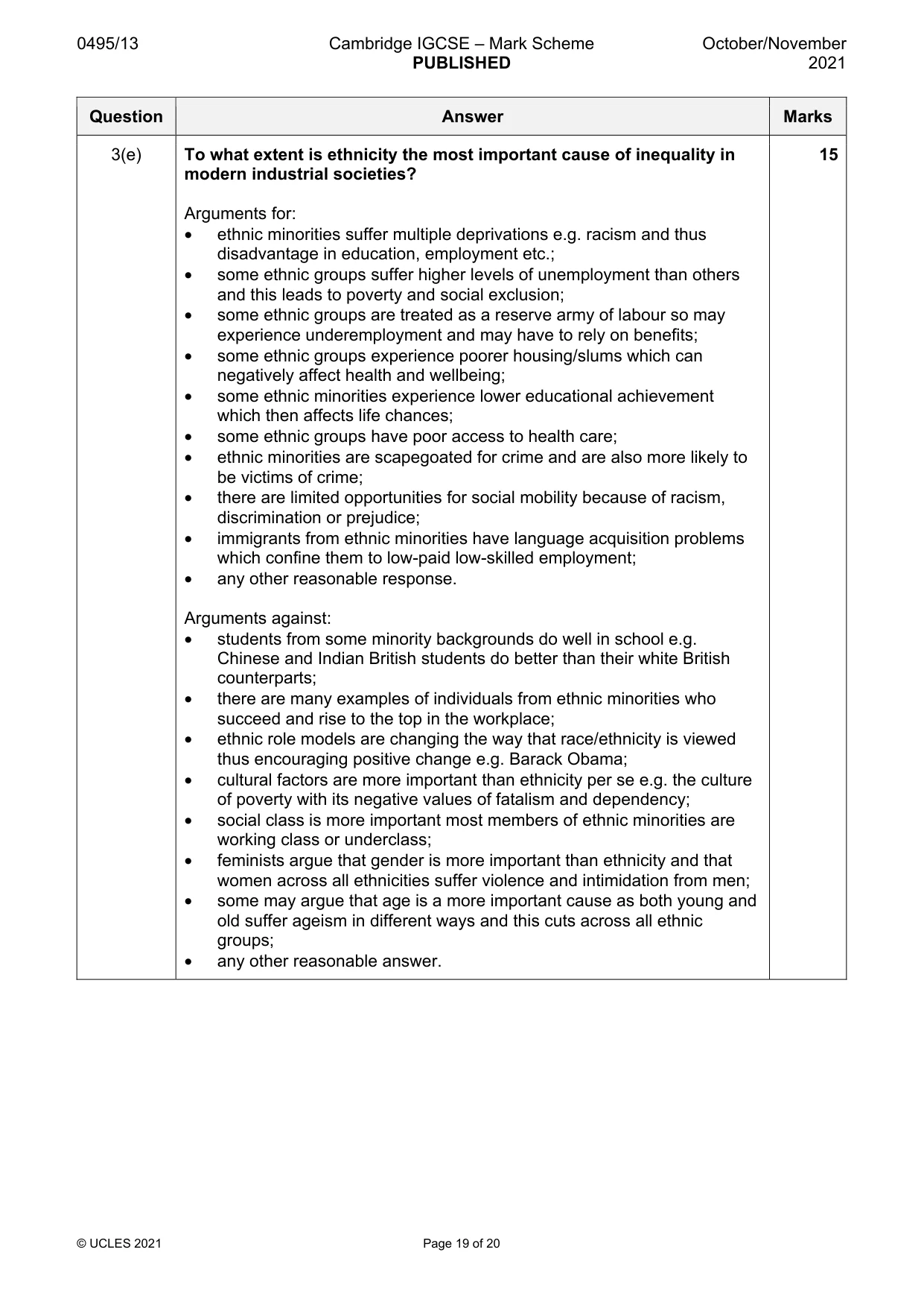 Mark scheme, page 19 of 20