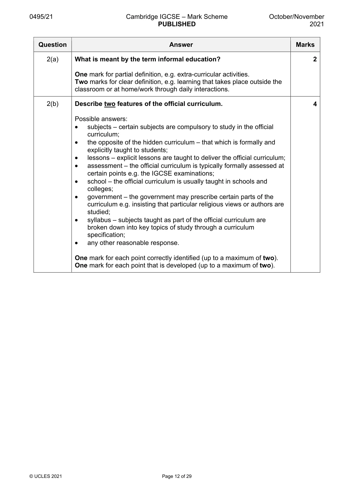 Mark scheme, page 12 of 29