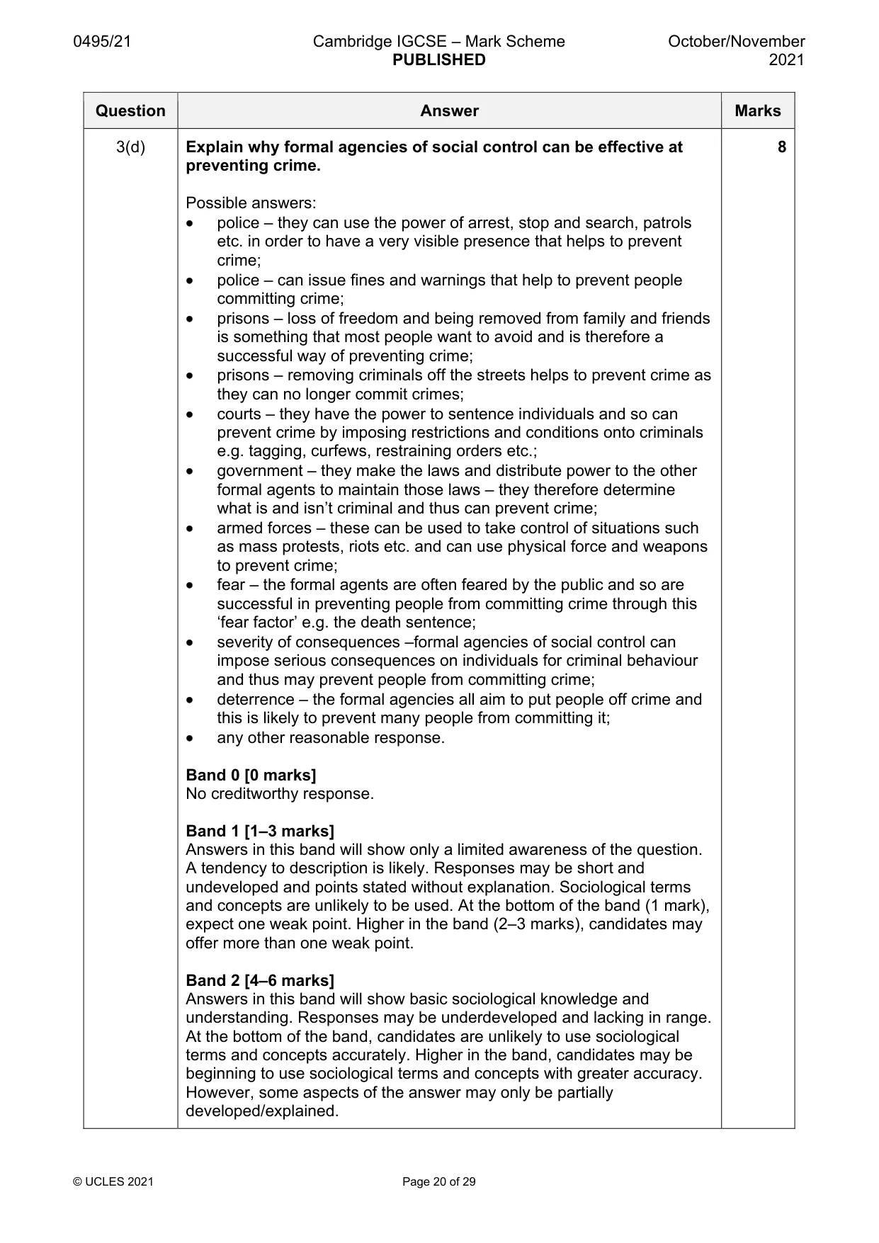 Mark scheme, page 20 of 29