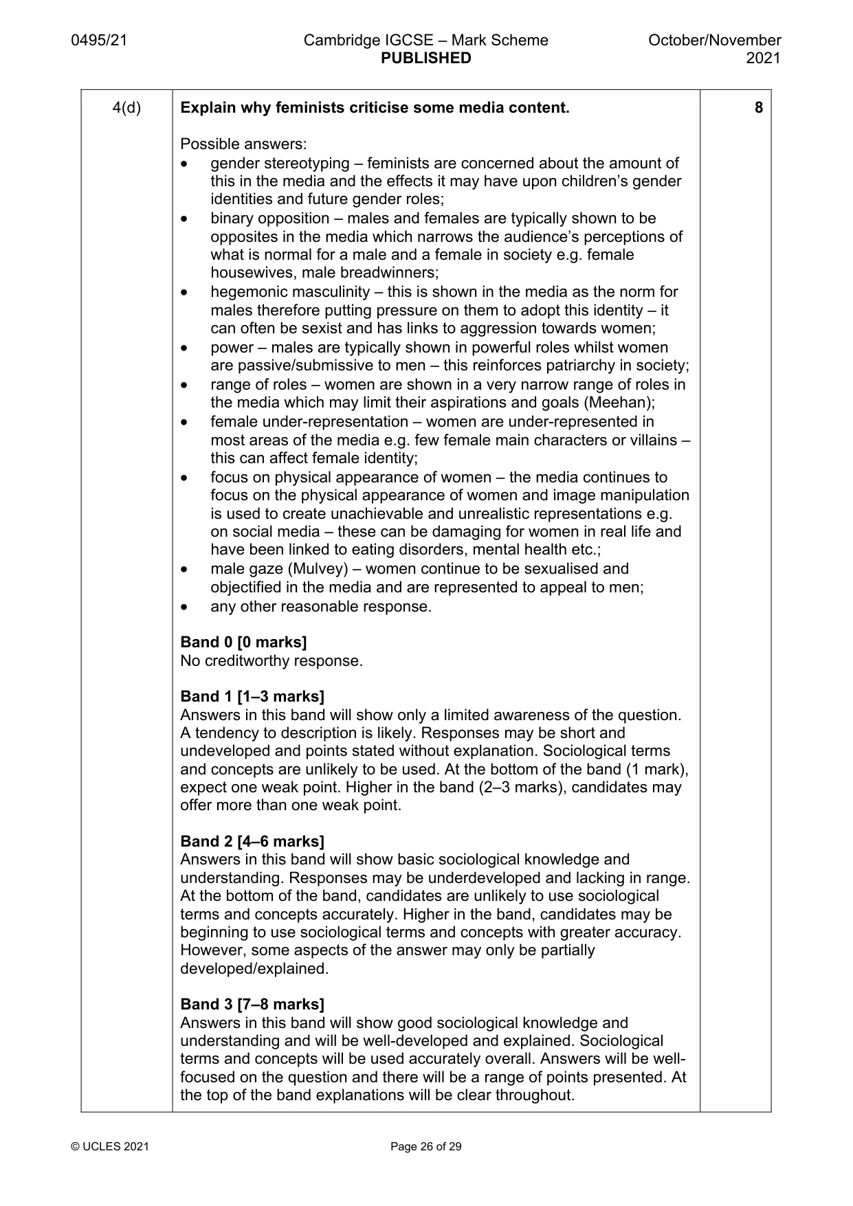 Mark scheme, page 26 of 29