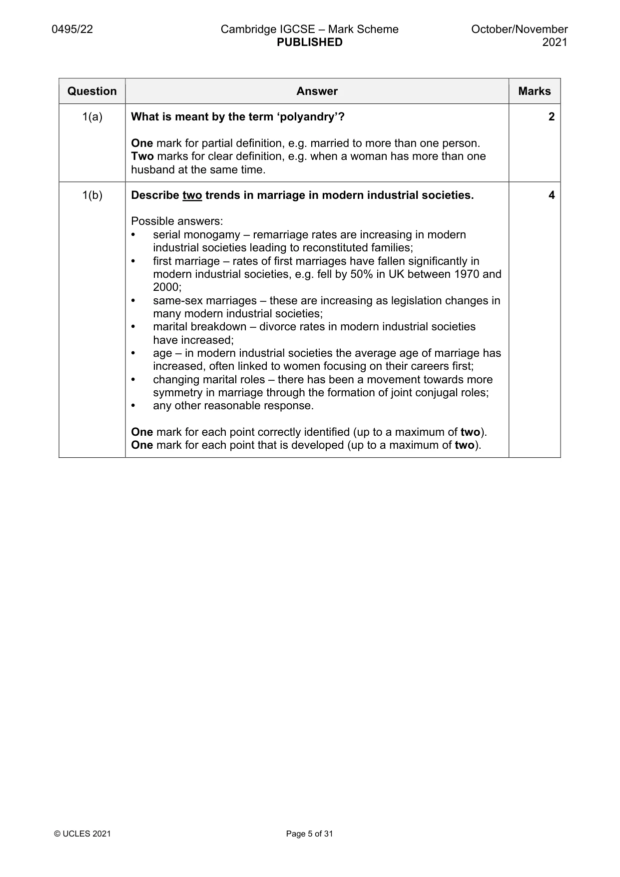 Mark scheme, page 5 of 31