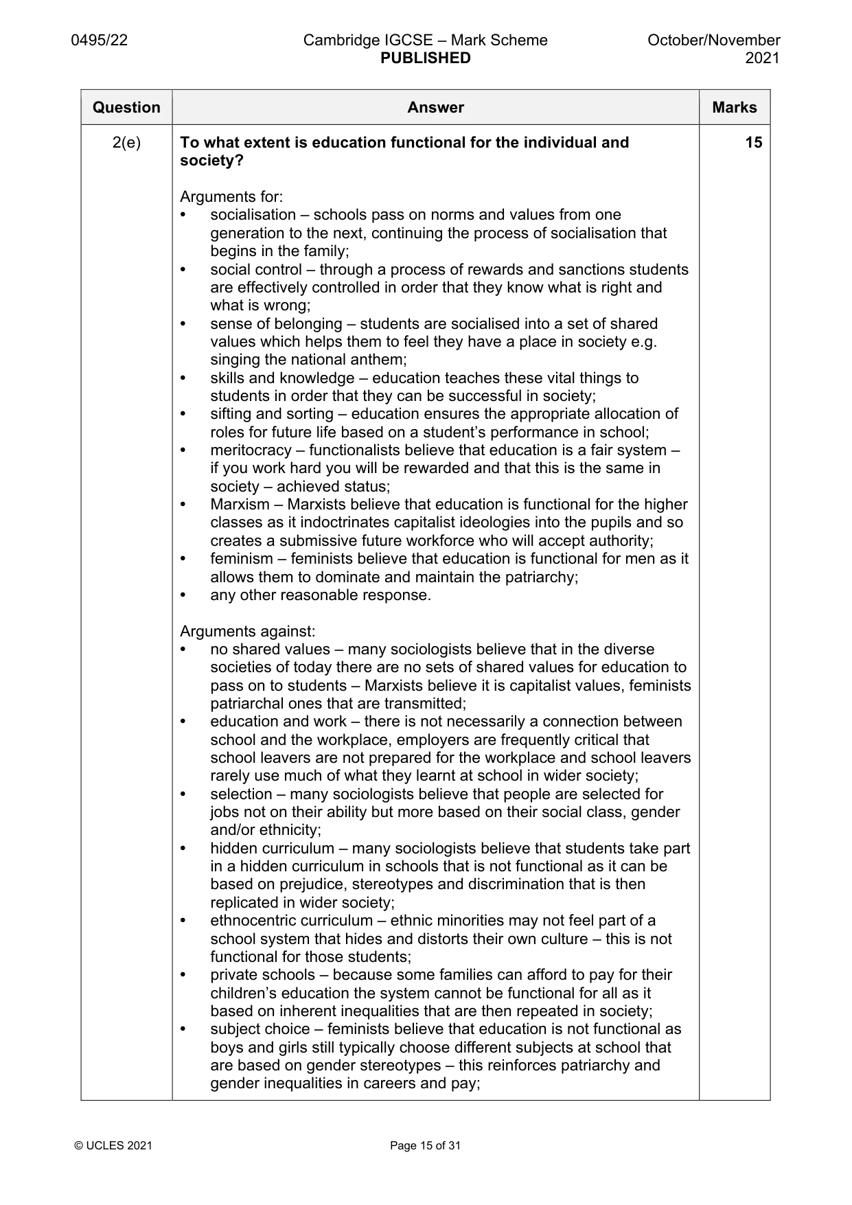 Mark scheme, page 15 of 31