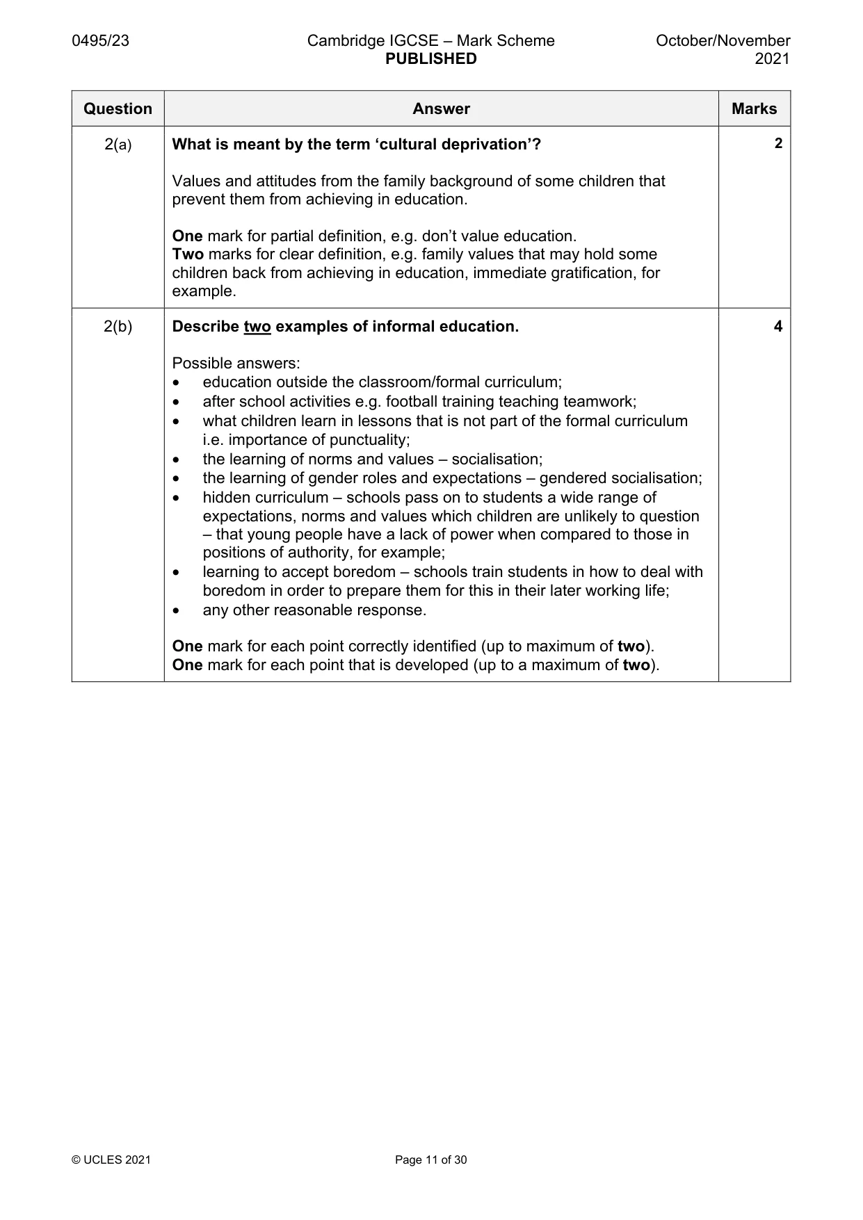 Mark scheme, page 11 of 30