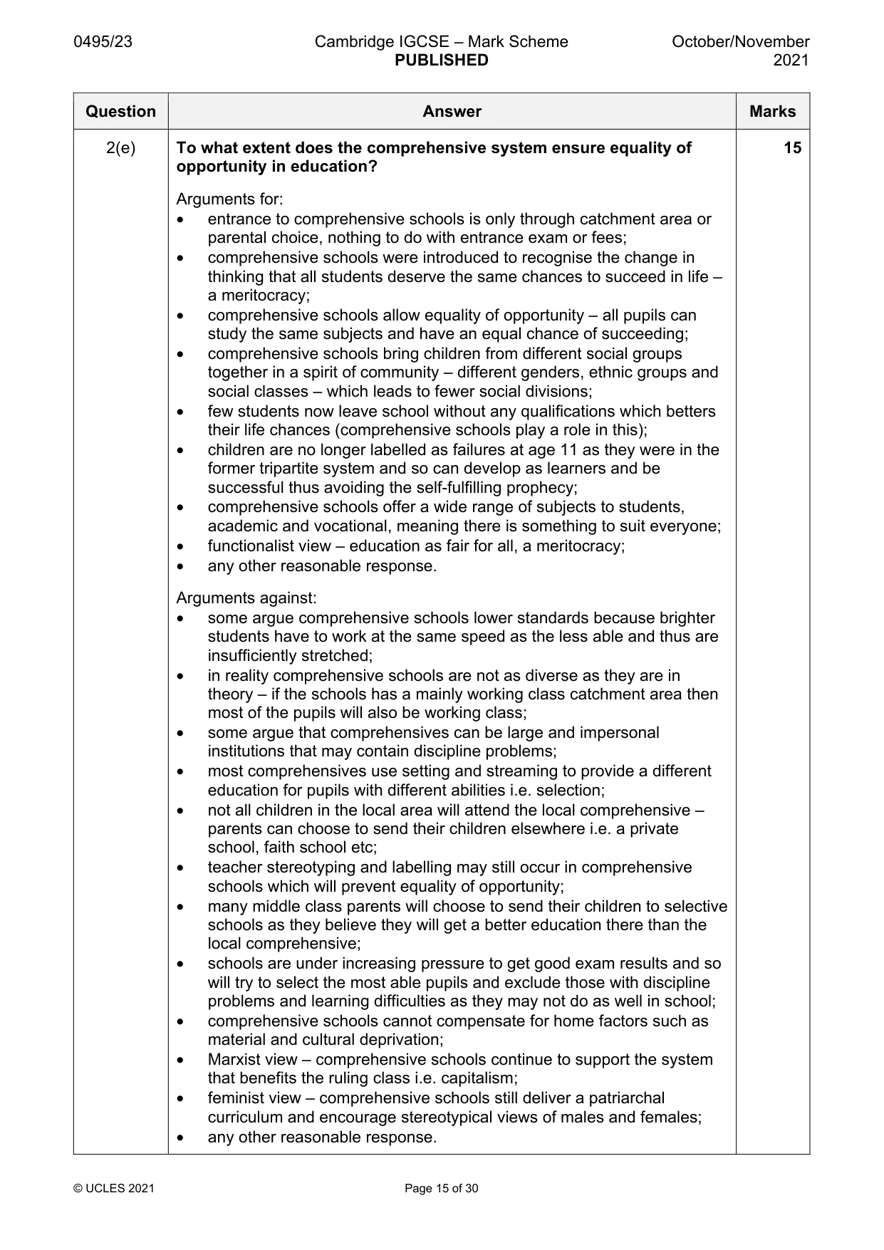 Mark scheme, page 15 of 30