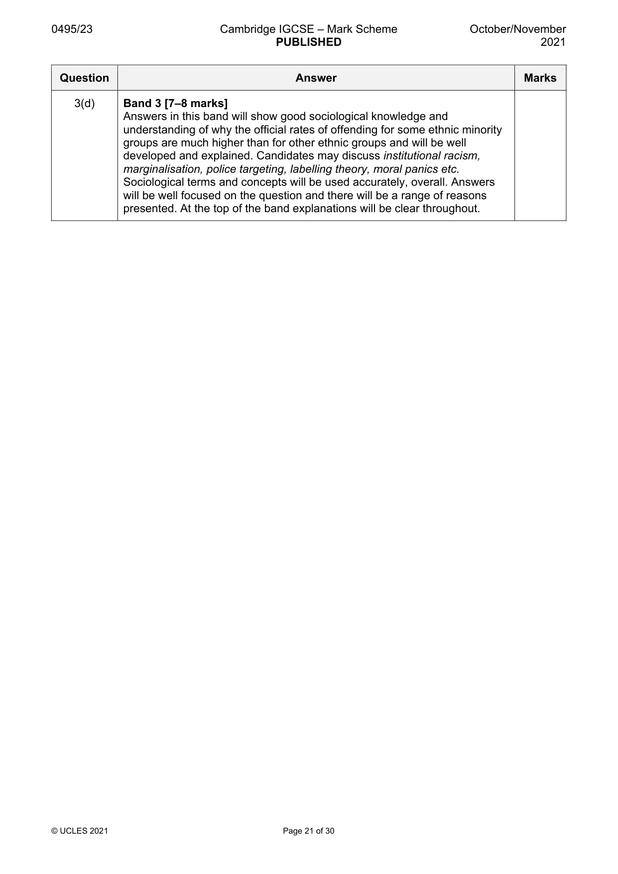 Mark scheme, page 21 of 30