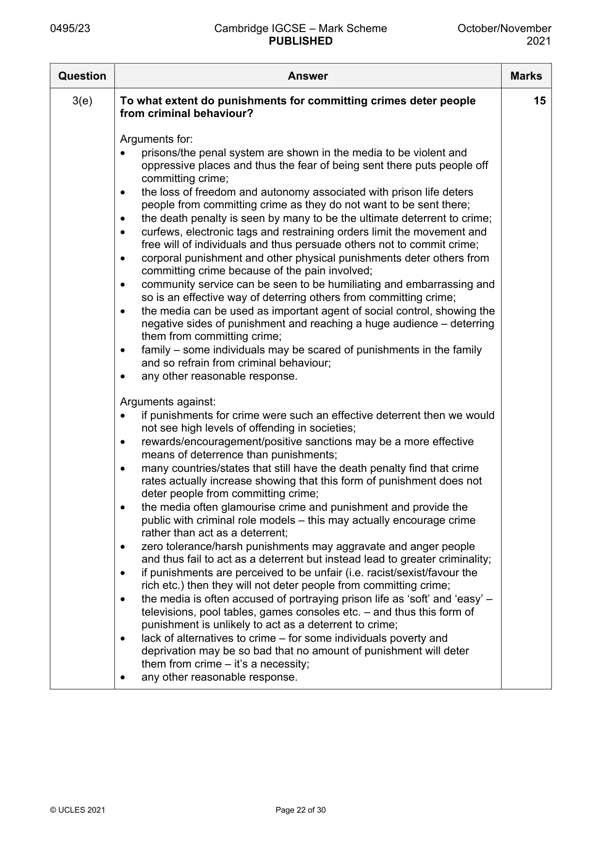 Mark scheme, page 22 of 30