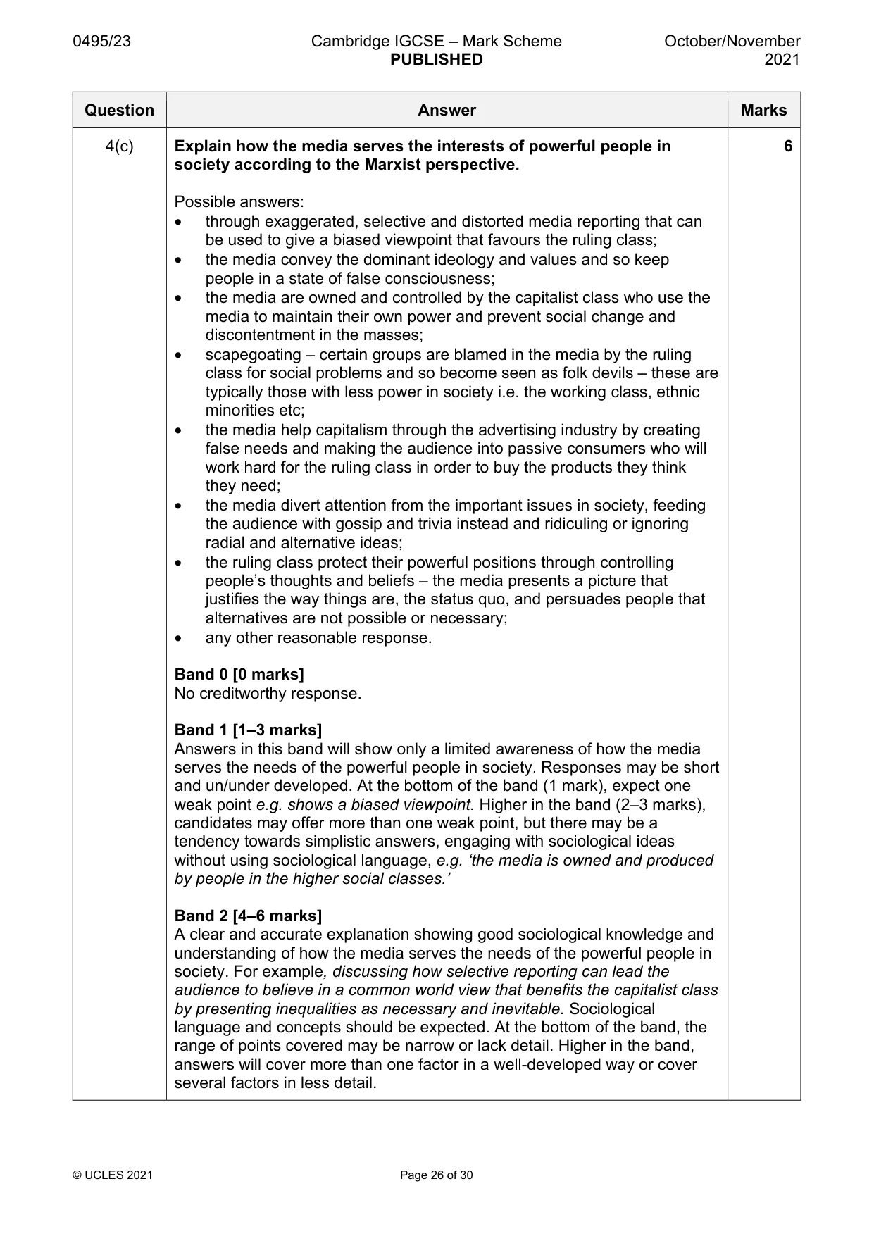 Mark scheme, page 26 of 30