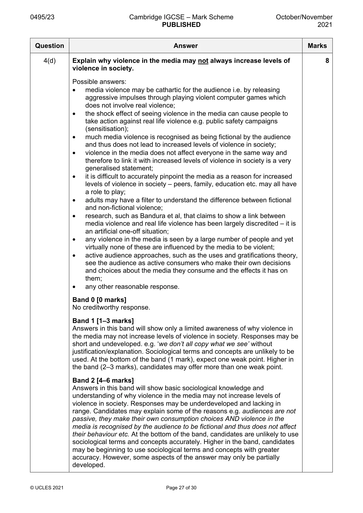 Mark scheme, page 27 of 30