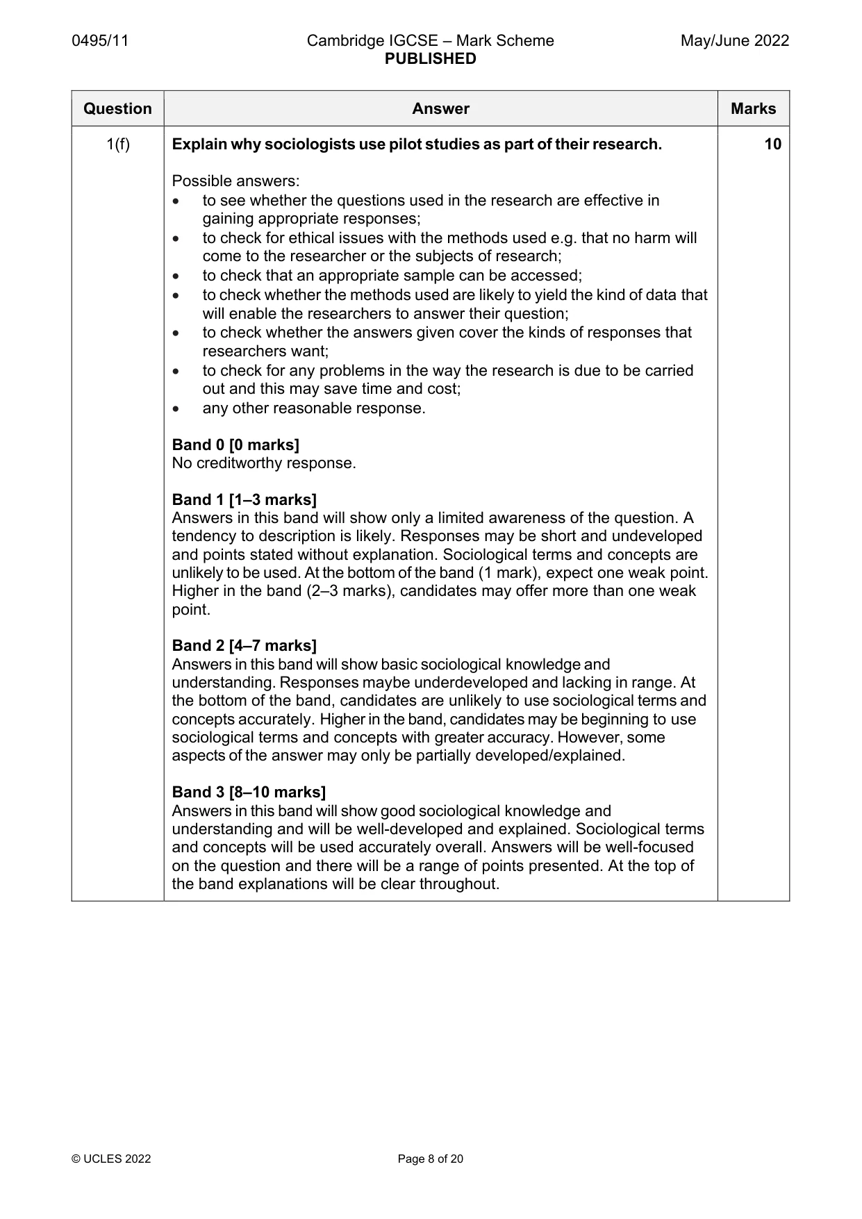 Mark scheme, page 8 of 20