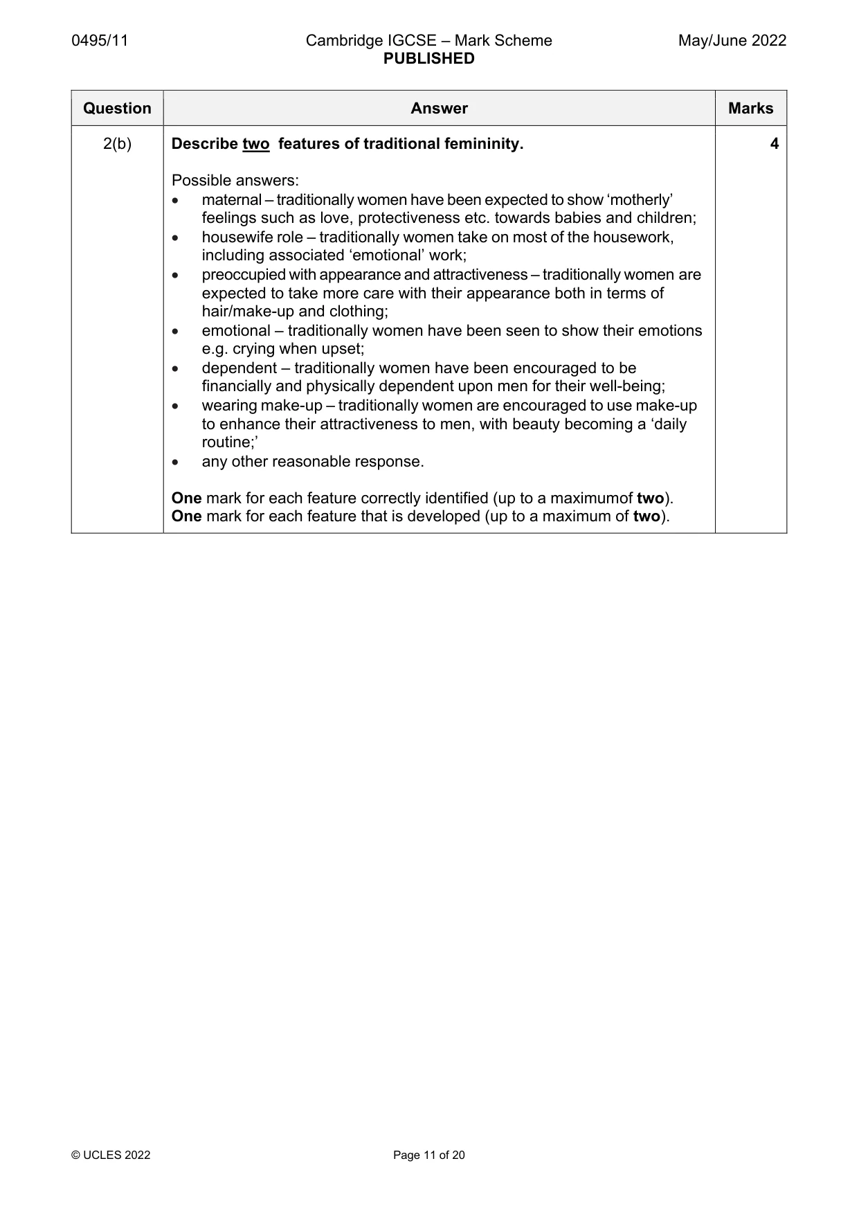 Mark scheme, page 11 of 20