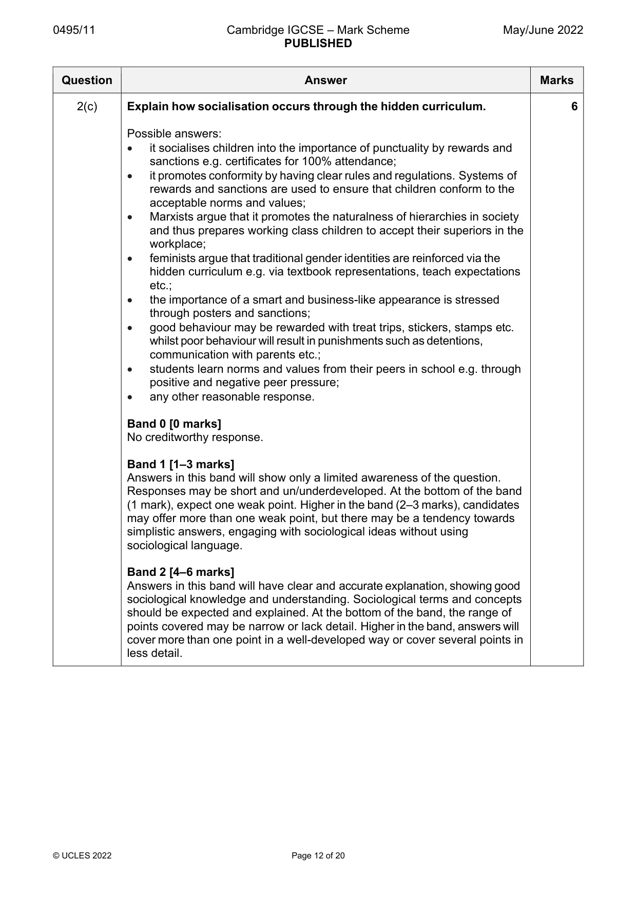 Mark scheme, page 12 of 20
