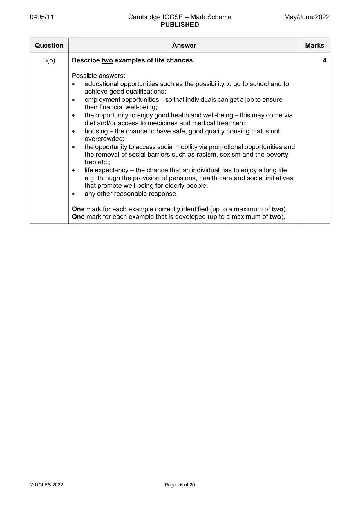 Mark scheme, page 16 of 20