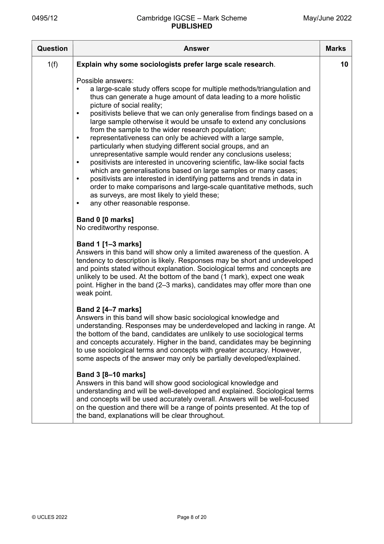 Mark scheme, page 8 of 20