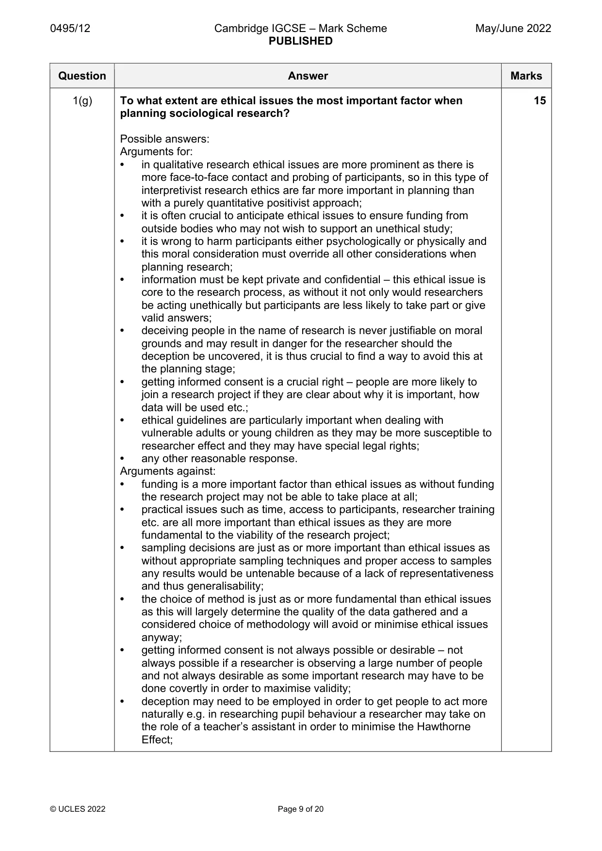 Mark scheme, page 9 of 20