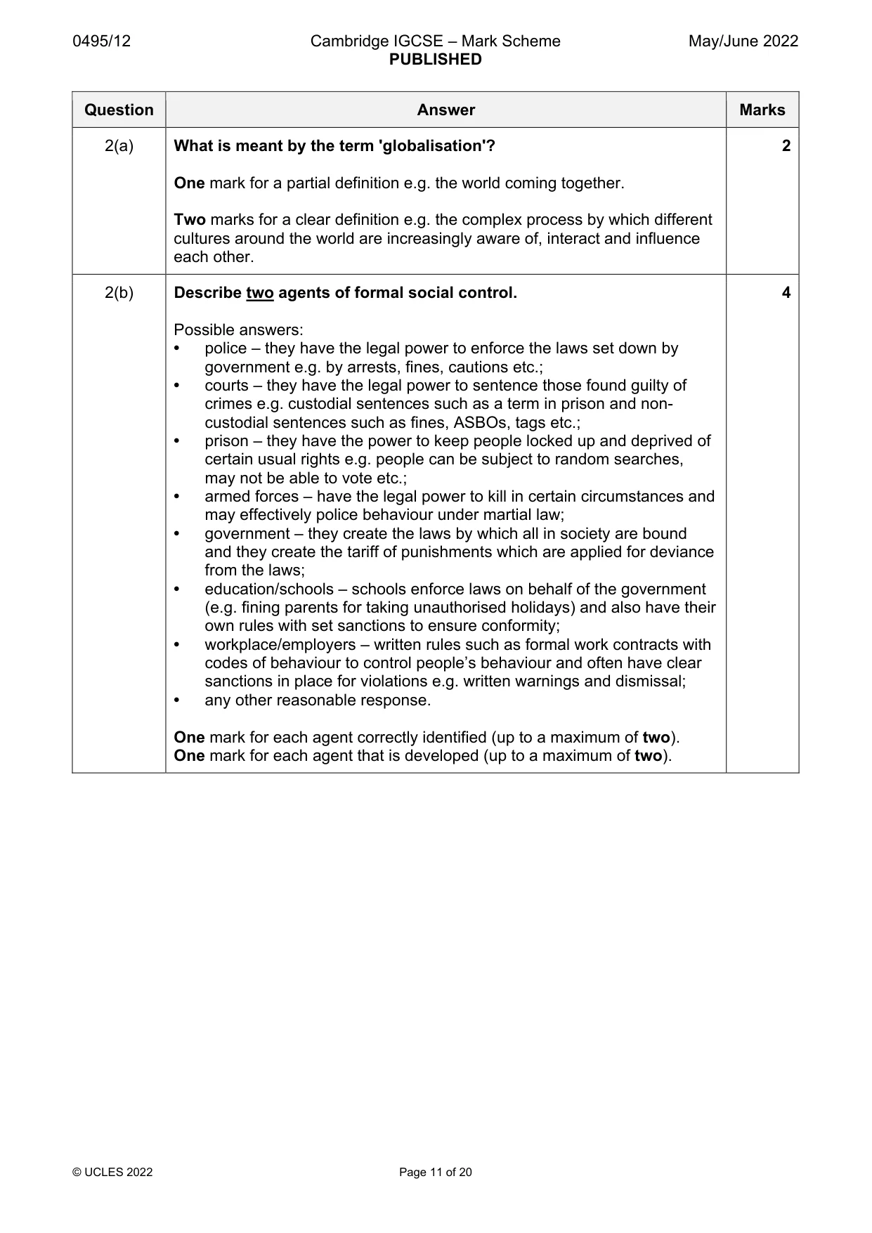 Mark scheme, page 11 of 20