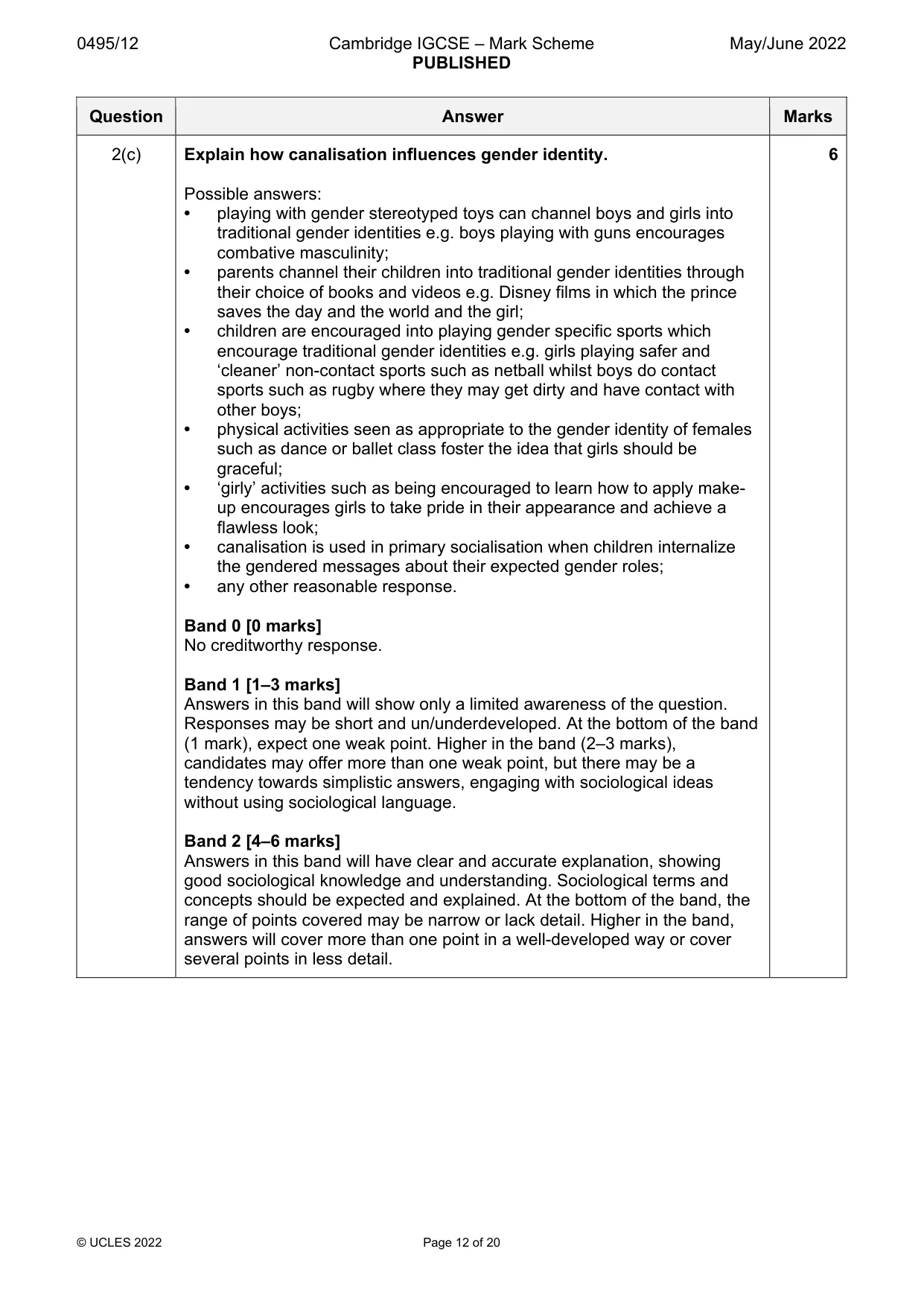 Mark scheme, page 12 of 20