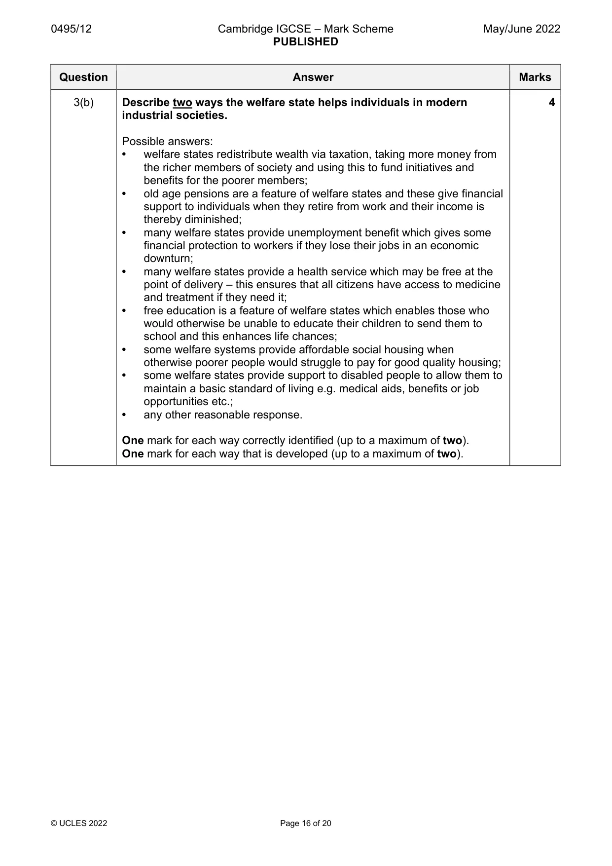 Mark scheme, page 16 of 20